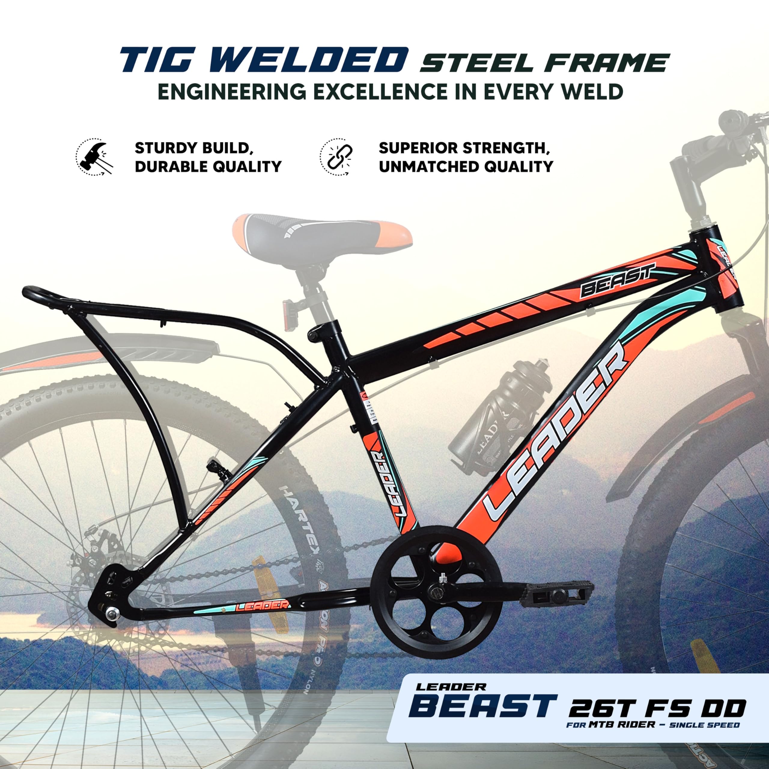 Leader Beast 26T Mountain Bike - 7 Speed, Suspension -3