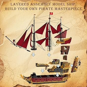Amazon.com: Reobrix Revenge Pirate Ship Building Block Set for