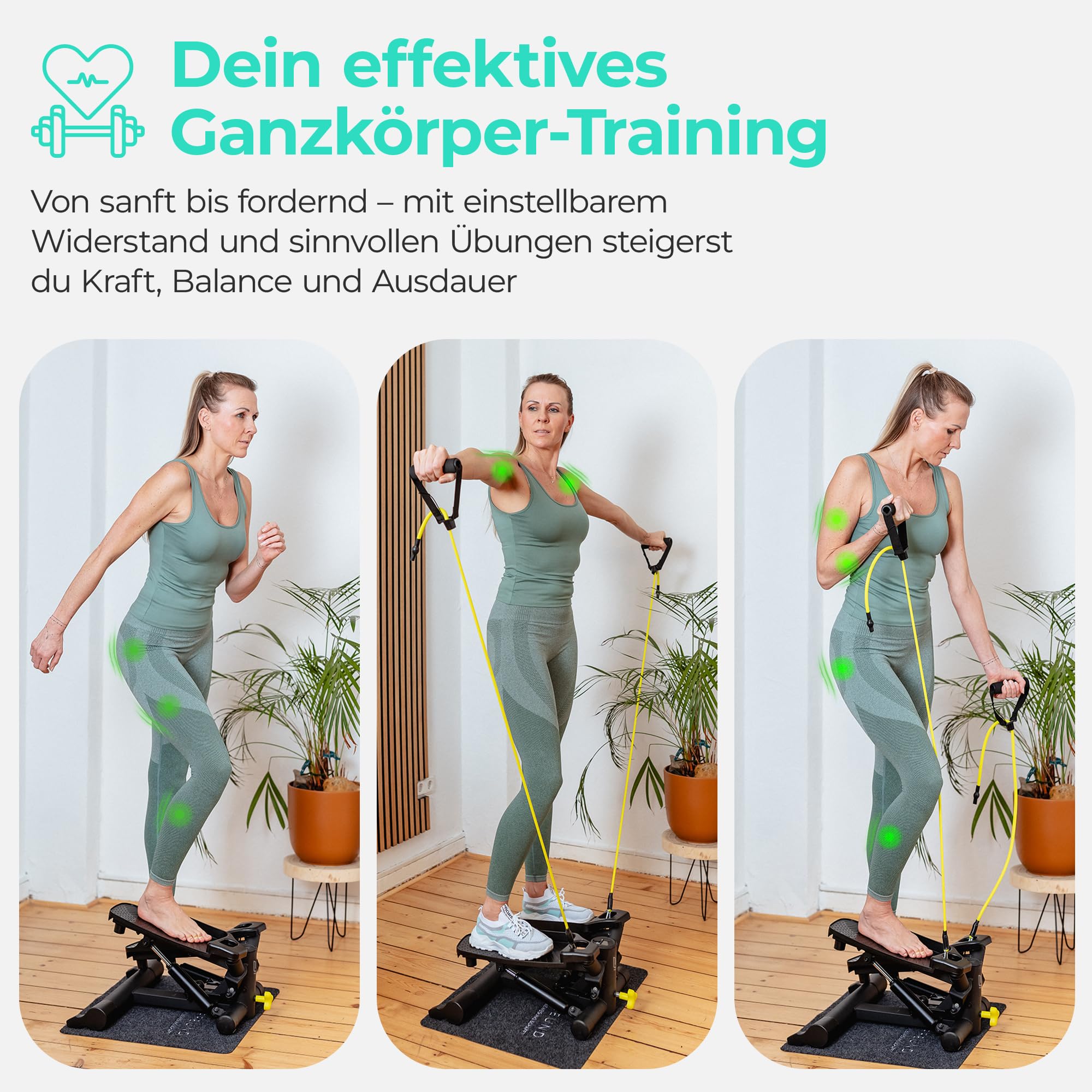 LANDWEHR Stepper für zuhause, Treppensteiger Fitnessgerät, bis 180kg belastbar, Stabile Stahlkonstruktion, Schwarz, Starte jetzt Dein Sicheres Training, von Trainern empfohlen!