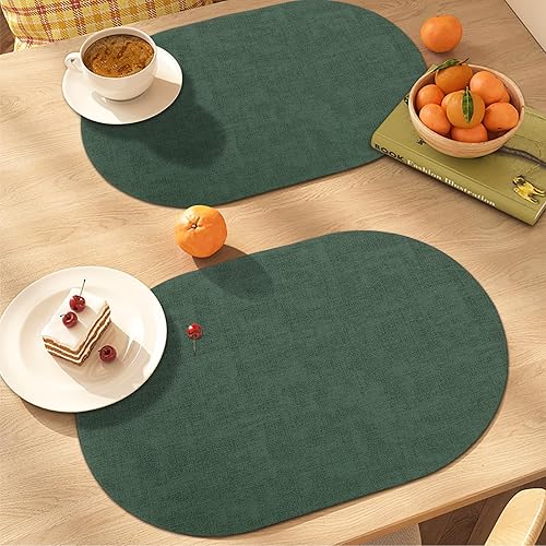 Miniatura 5 de Juego de 6 manteles individuales de piel sintética, resistentes al calor, lavables, fáciles de limpiar, antideslizantes, para comedor al aire libre,