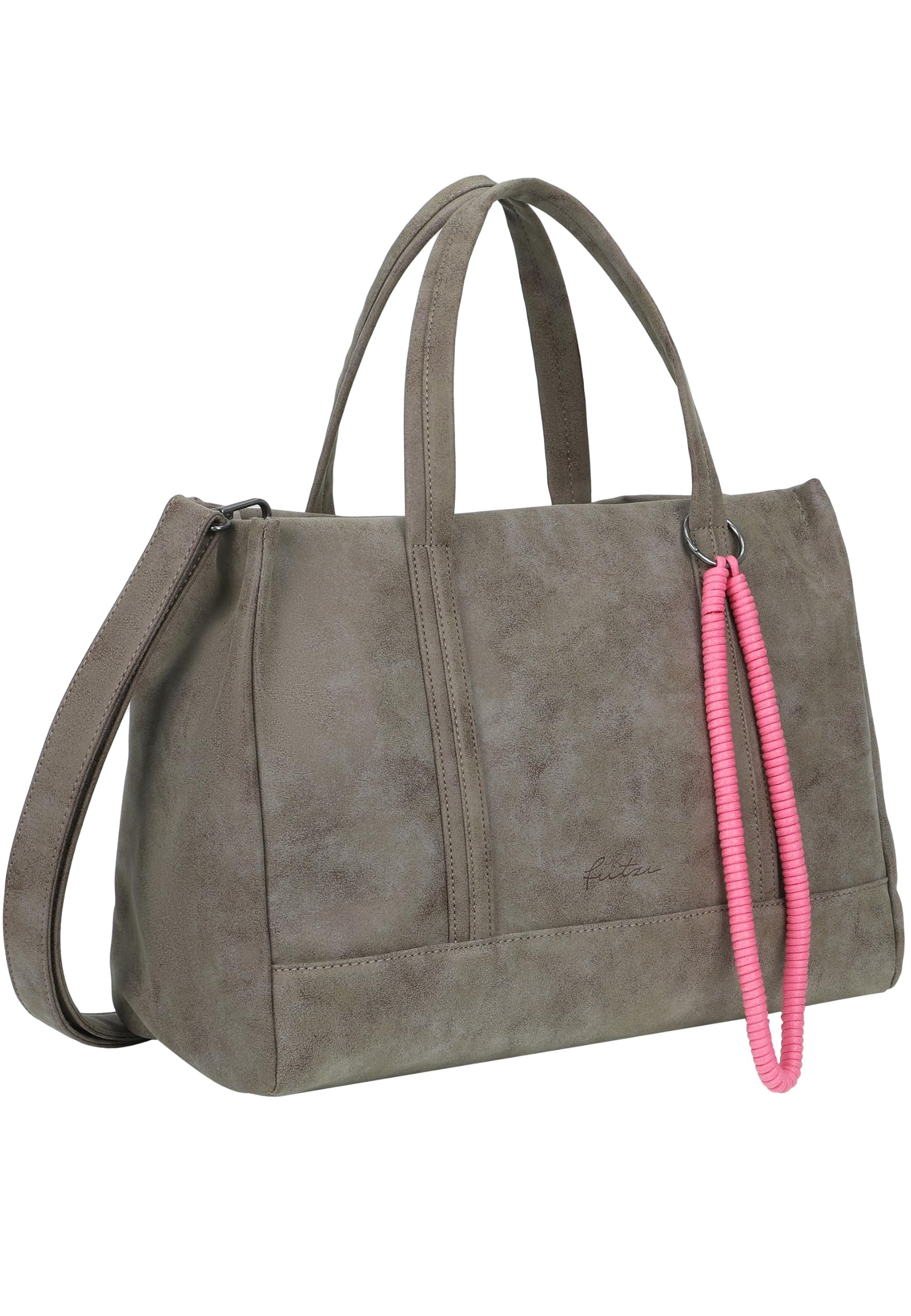 Fritzi Easy Tote Damen vegane Kunstleder Shopper Schultertasche Handtasche Einkaufstasche mit Reißverschluss und Schultergurt für Alltag Shopping Arbeit Reisen 19 L – Schwarz, Braun, Dunkelbraun