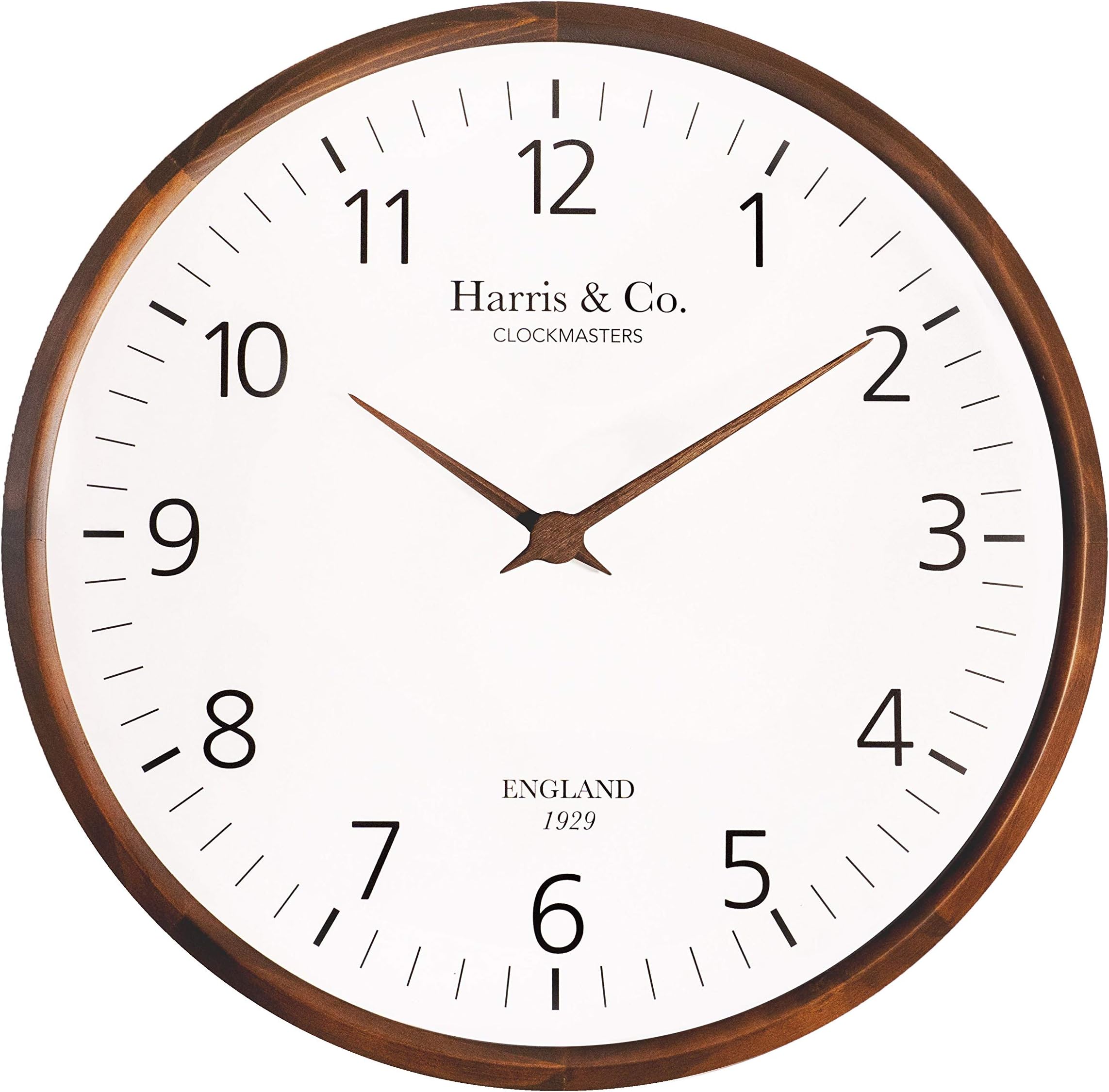 - HARRIS & CO. CLOCKMASTERS Luxury Wooden Analog Wall Clock - 13 inch (Dark Teak Wood, Curved Glass) (Silent Sweep Noiseless Technology) Model - Trafalgar Street