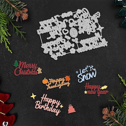 Miniatura 118 de INFUNLY Troqueles de corte de palabras de Feliz Navidad para árbol de Navidad, troqueles de metal para hacer tarjetas, copos de nieve, campanas