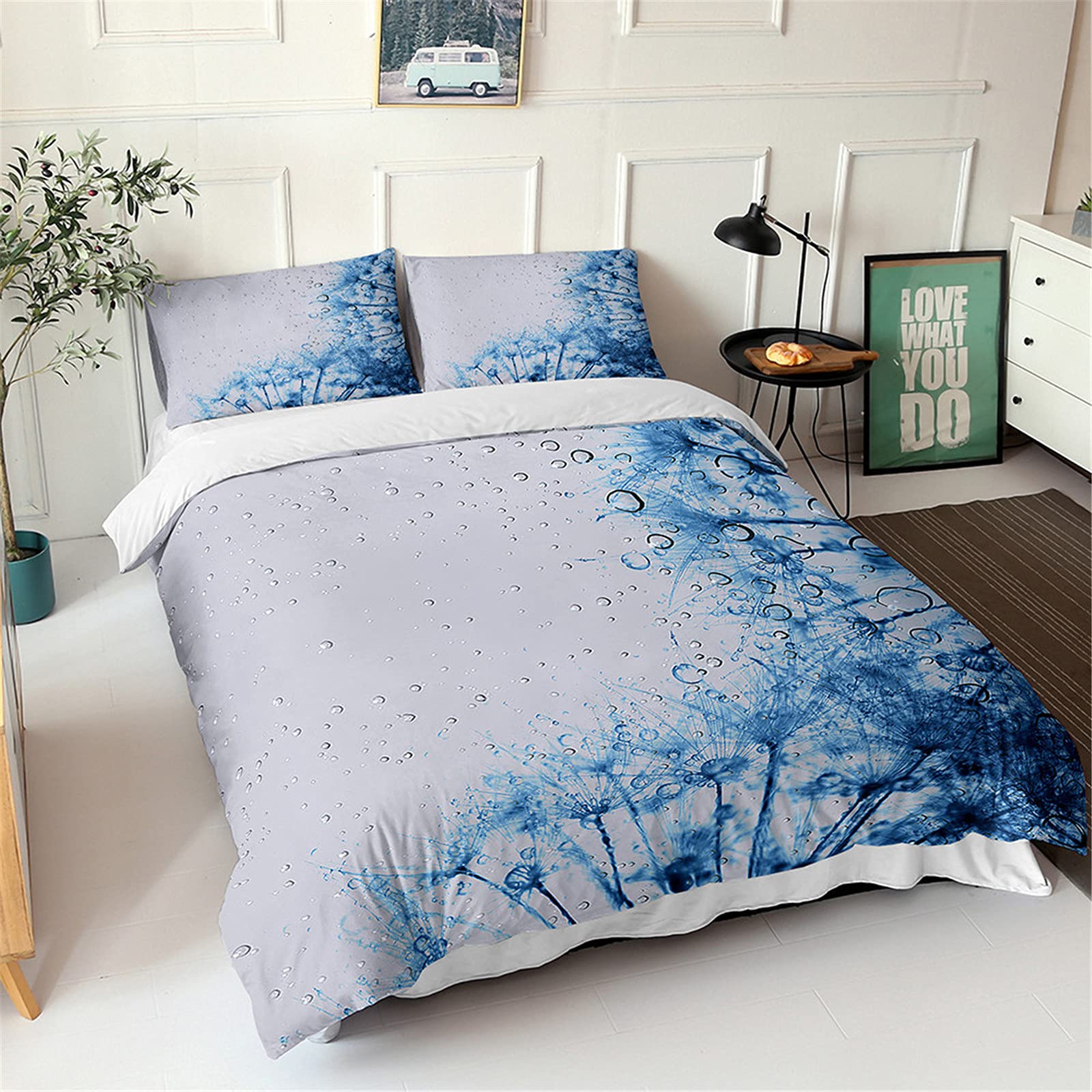 Housse de couette pissenlit 3 pièces 220x240 avec taies d'oreiller assorties