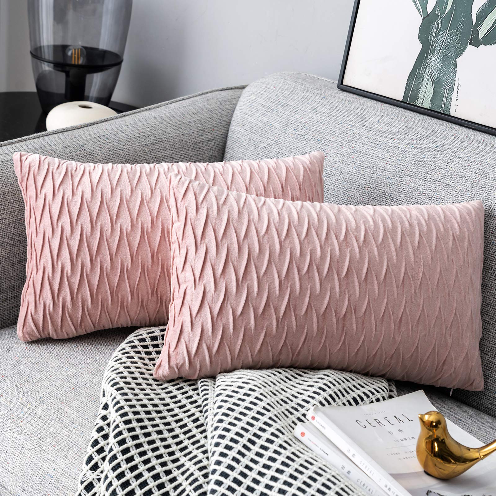 Yamonic Fundas de cojín de 2 Piezas 30x50cm Decoración Almohada Caso de la Cubierta Decorativo para Sofá Cama en Casa, Rosado