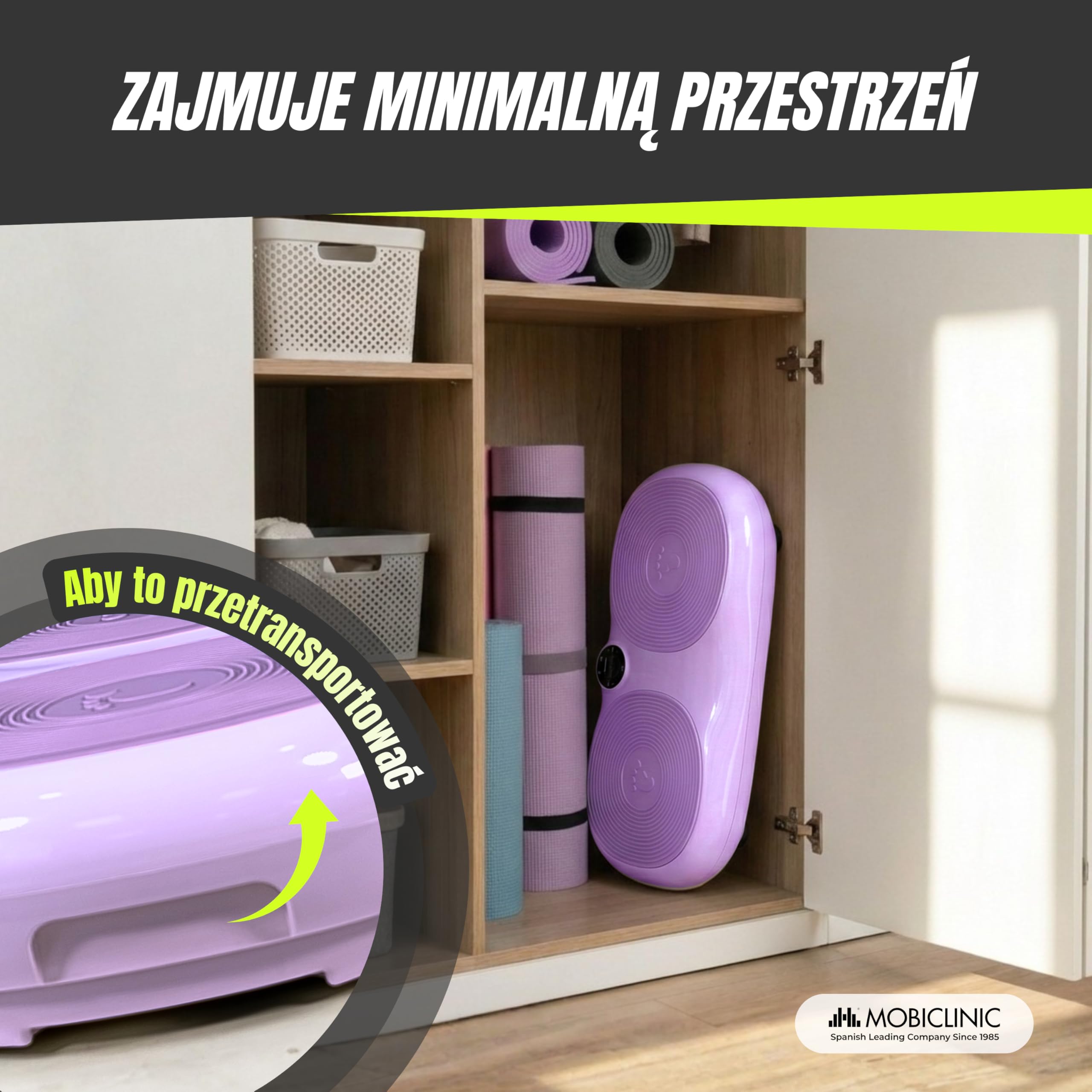 Mobiclinic®, Płyta Wibracyjna, 99 Niveaux de Vitesse, avec Élastiques, 9 Programmes Automatiques, 200 W, Jusqu'à 150 kg, Écran Numérique et Télécommande, Karol