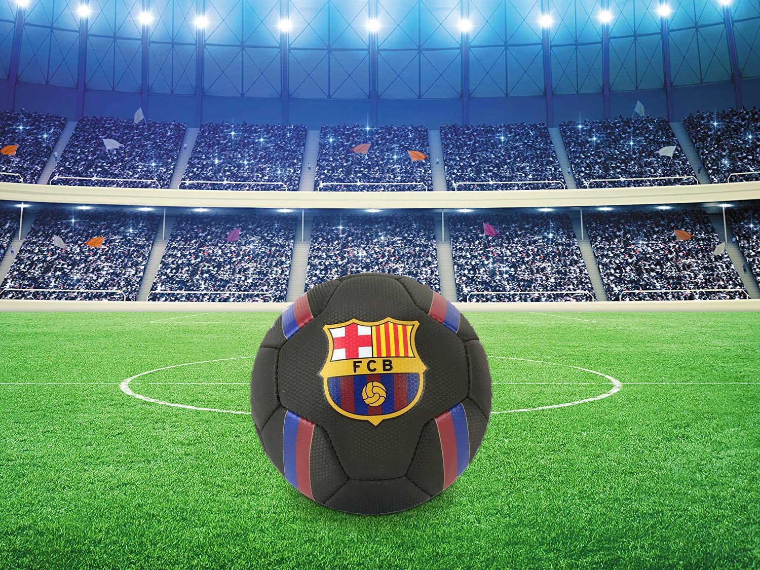 Roger's Ballon de Football Officiel du Barcelona Blaugrana. Noir, Or, Rouge, Bleu. Taille Adulte et Enfant (Taille 5, Grand