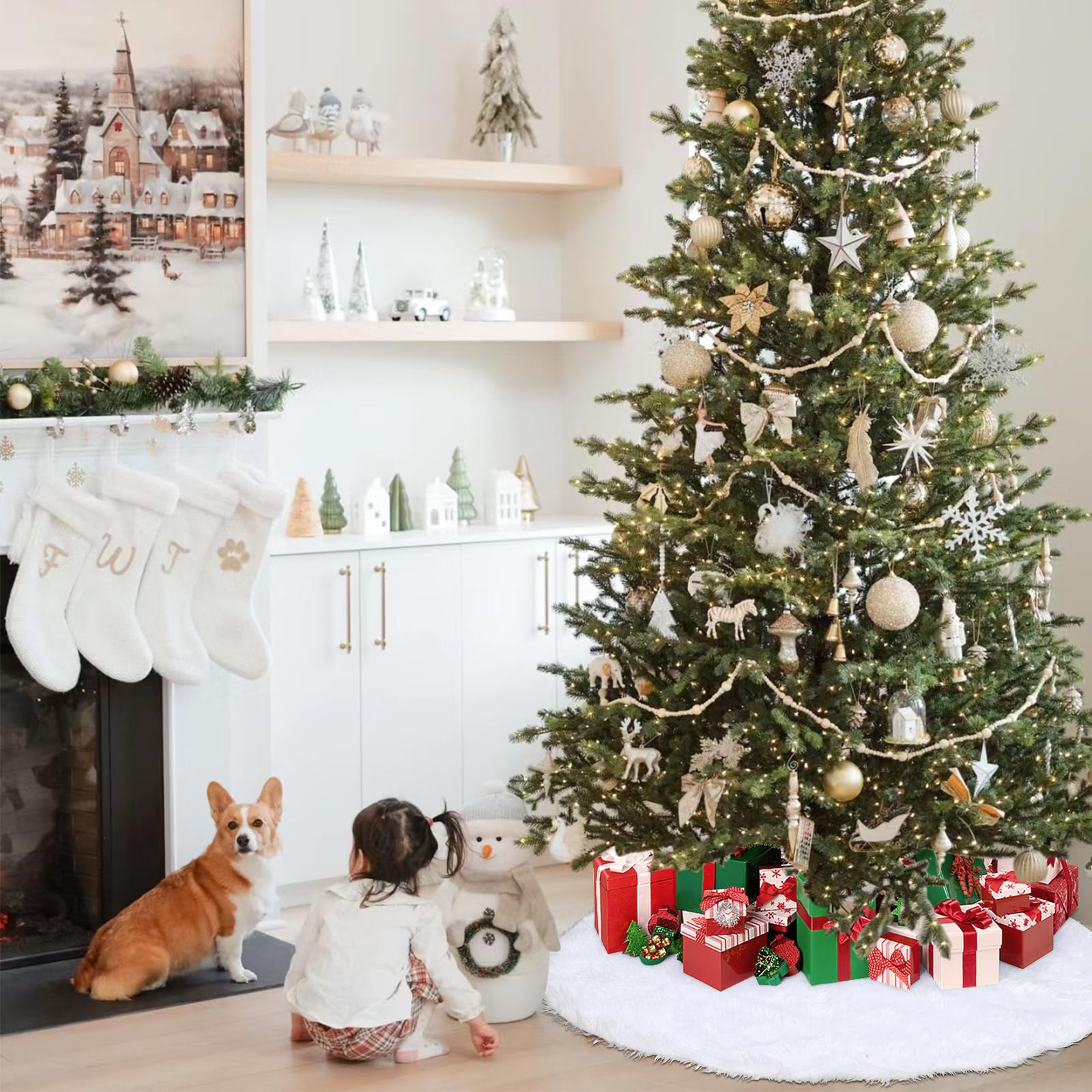 Weihnachtsbaumdecke Rund 78 Cm - Weiße Plüsch-Decke Für Christbaumständer