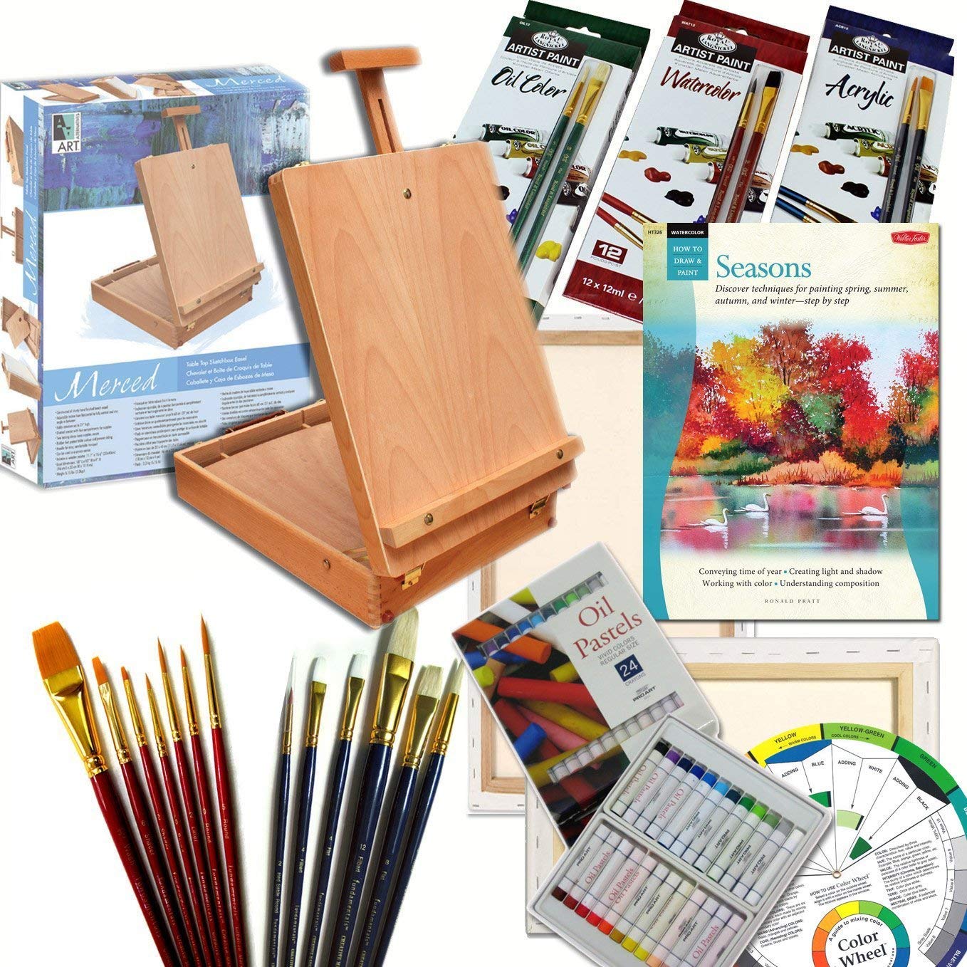Artist Quality Full Size -Table Easel Art Set- Complete Package For Getting Started in Painting by French Easels