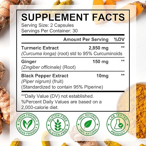 Miniatura 3 de Suplemento de cúrcuma, curcumina de cúrcuma con extracto de pimienta negra de 3000 mg, suplemento de curcumina de cúrcuma que aumenta la inmunidad,