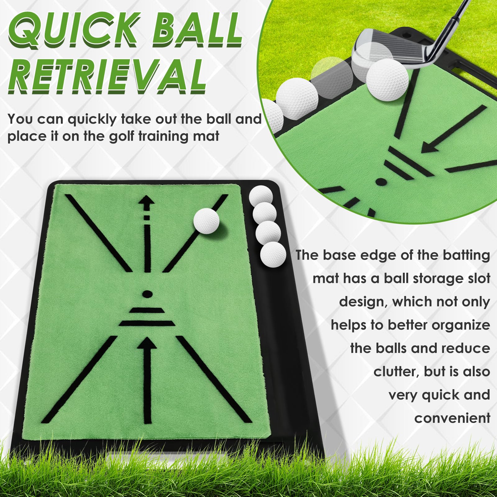 Nonslip Golf Practice Mat, Golf Hitting Mat with Instant Swing Path Feedback, Stable Golf Training Mat, Portable Golf Swing Training Mat for Home Indoor Outdoor