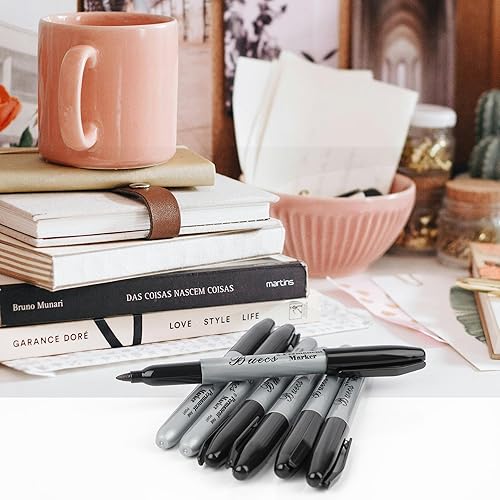 Miniatura 7 de Marcadores permanentes, 200 marcadores permanentes negros, punta fina, impermeables y a prueba de manchas, secado rápido, suministros de oficina