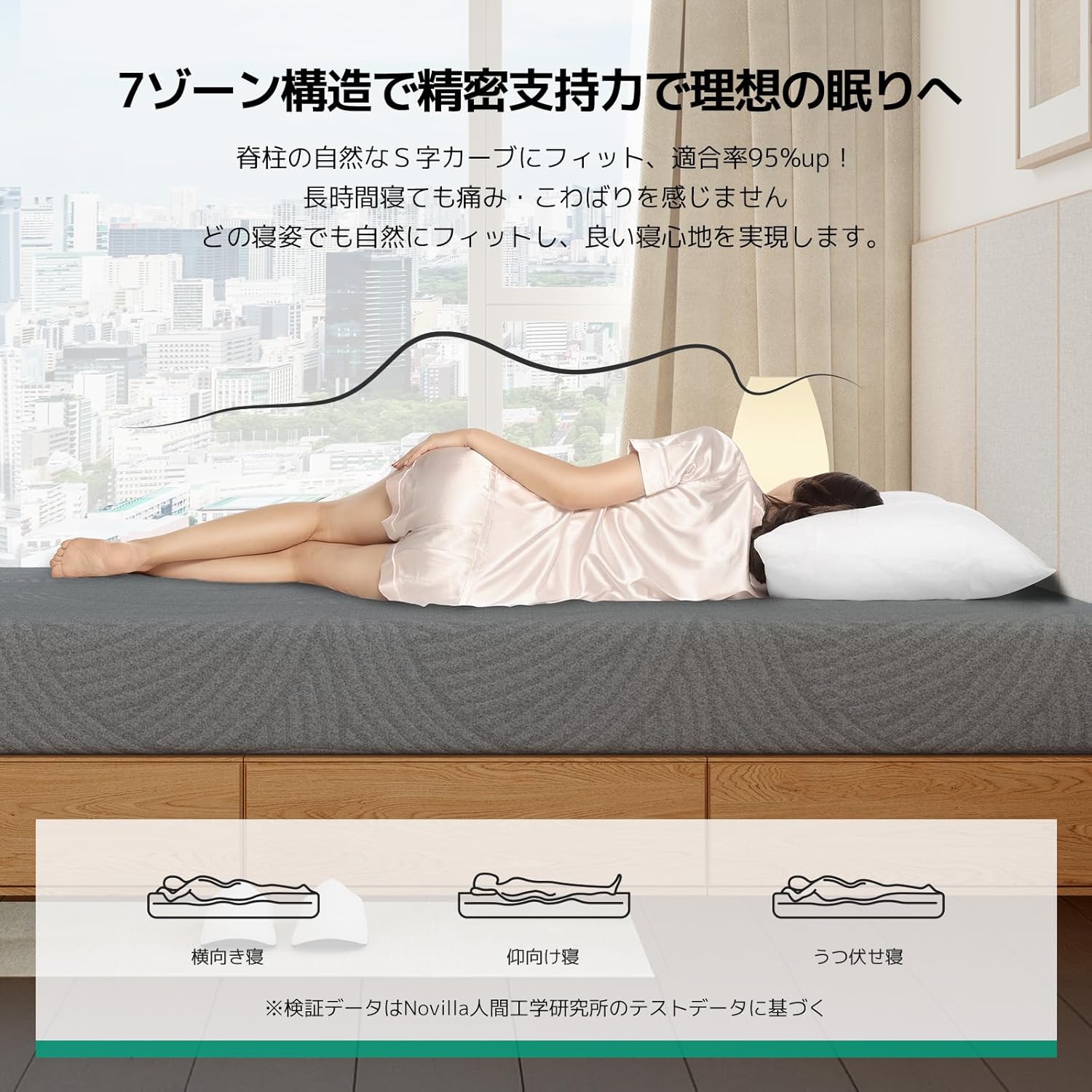 新品】Novilla マットレス ダブル やや硬め 厚さ16cm