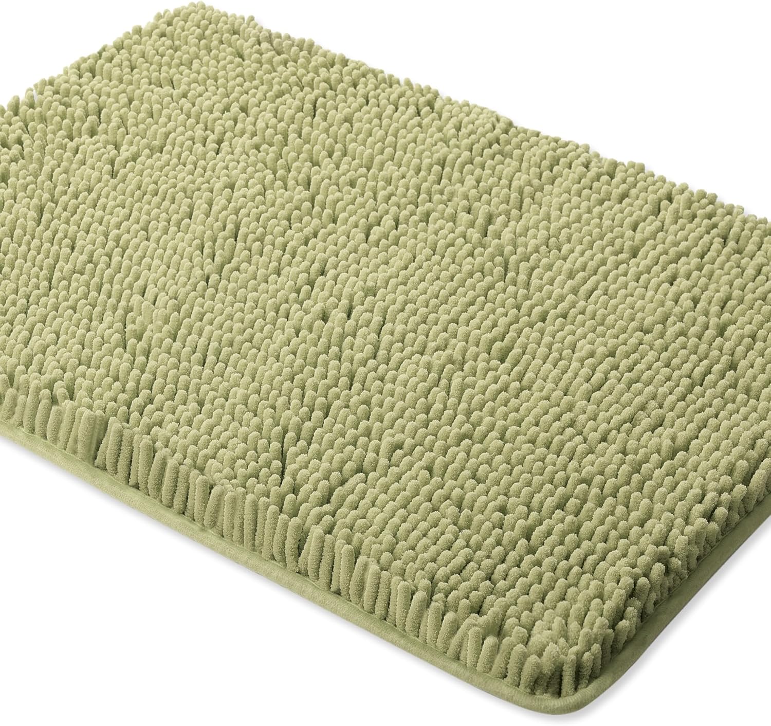 Yeaban Sage Green Bathroom Rugs Thick Chenille Bath Mats Absorbent and Washable