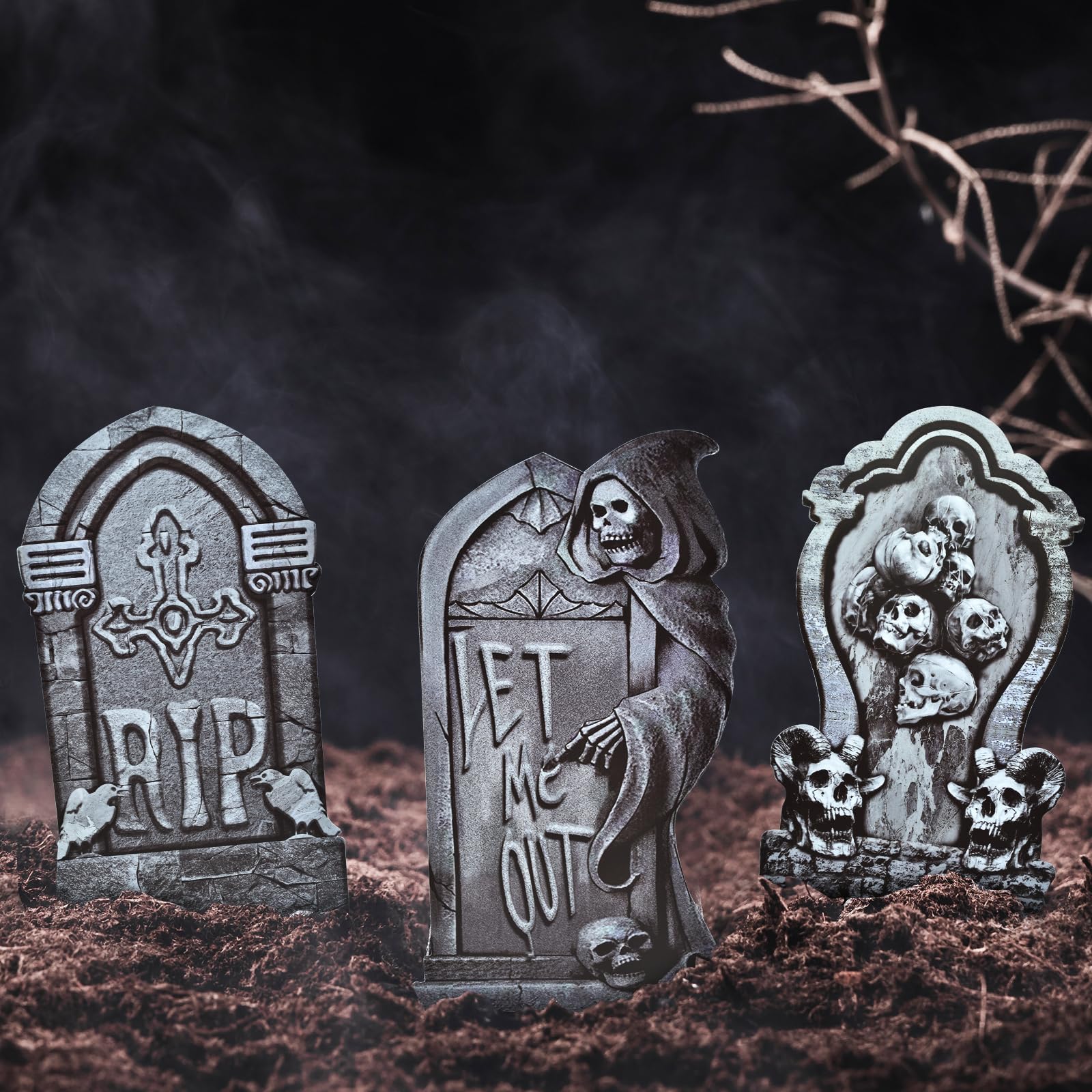 Amazon.co.jp: PhyLence 6ピース ハロウィン墓石 庭の看板 杭付き