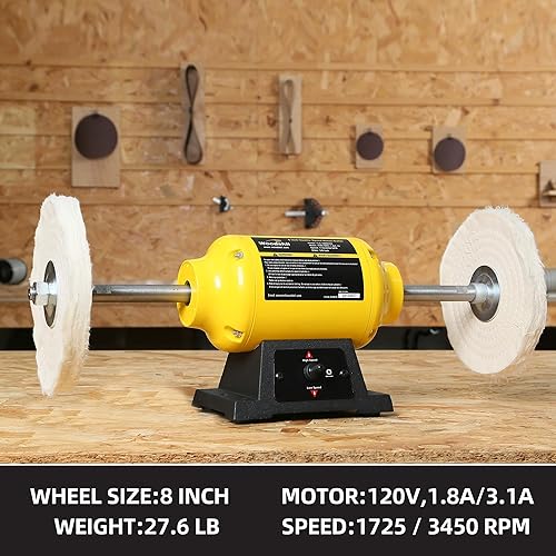 Miniatura 3 de Pulidora de banco de doble velocidad 1.83.1A, máquina pulidora de joyería de 8 pulgadas, pulidora de banco de potencia de 17253450 RPM con 2 ruedas