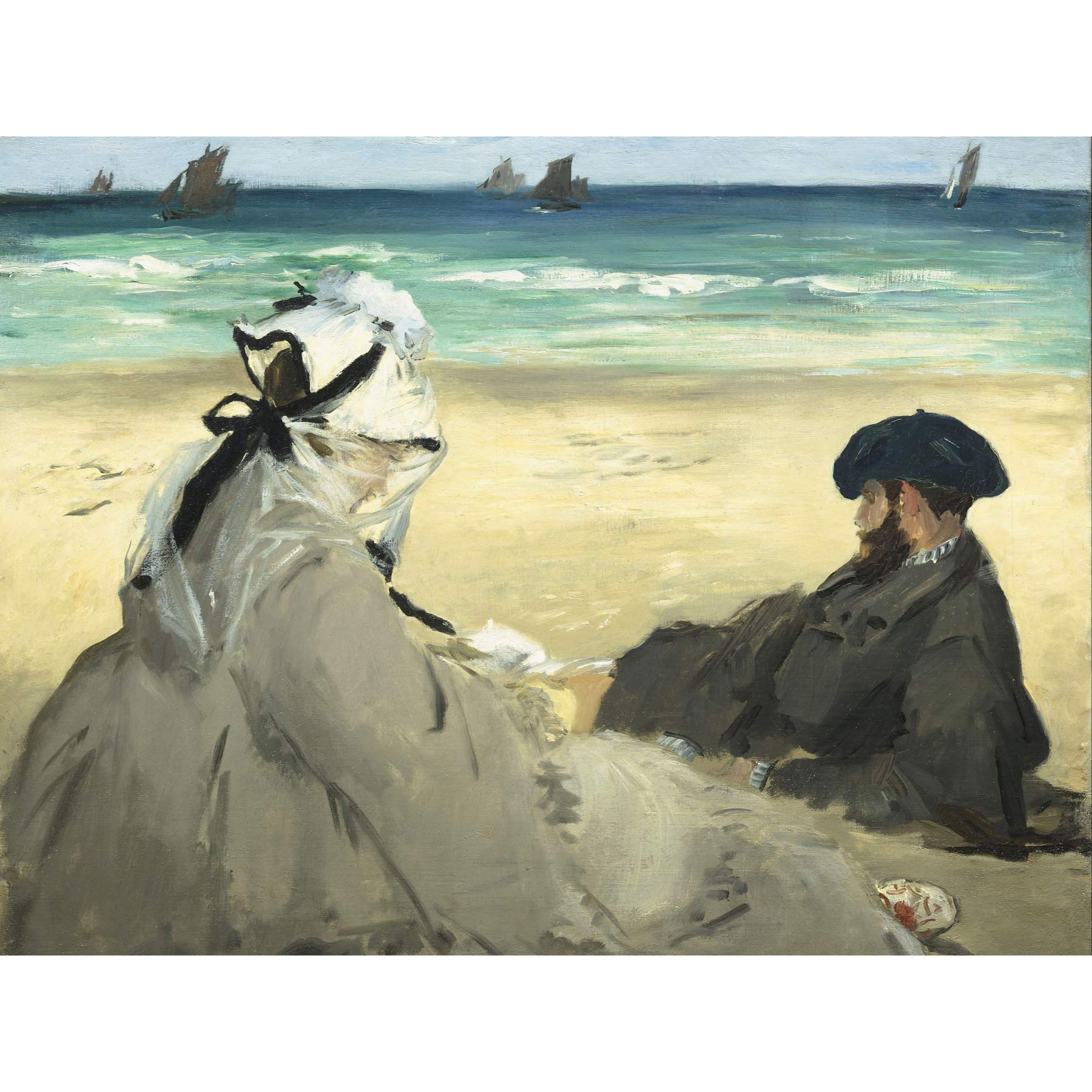 Edouard Manet On The Beach Large Wall Art Print Canvas Premium Poster Mural