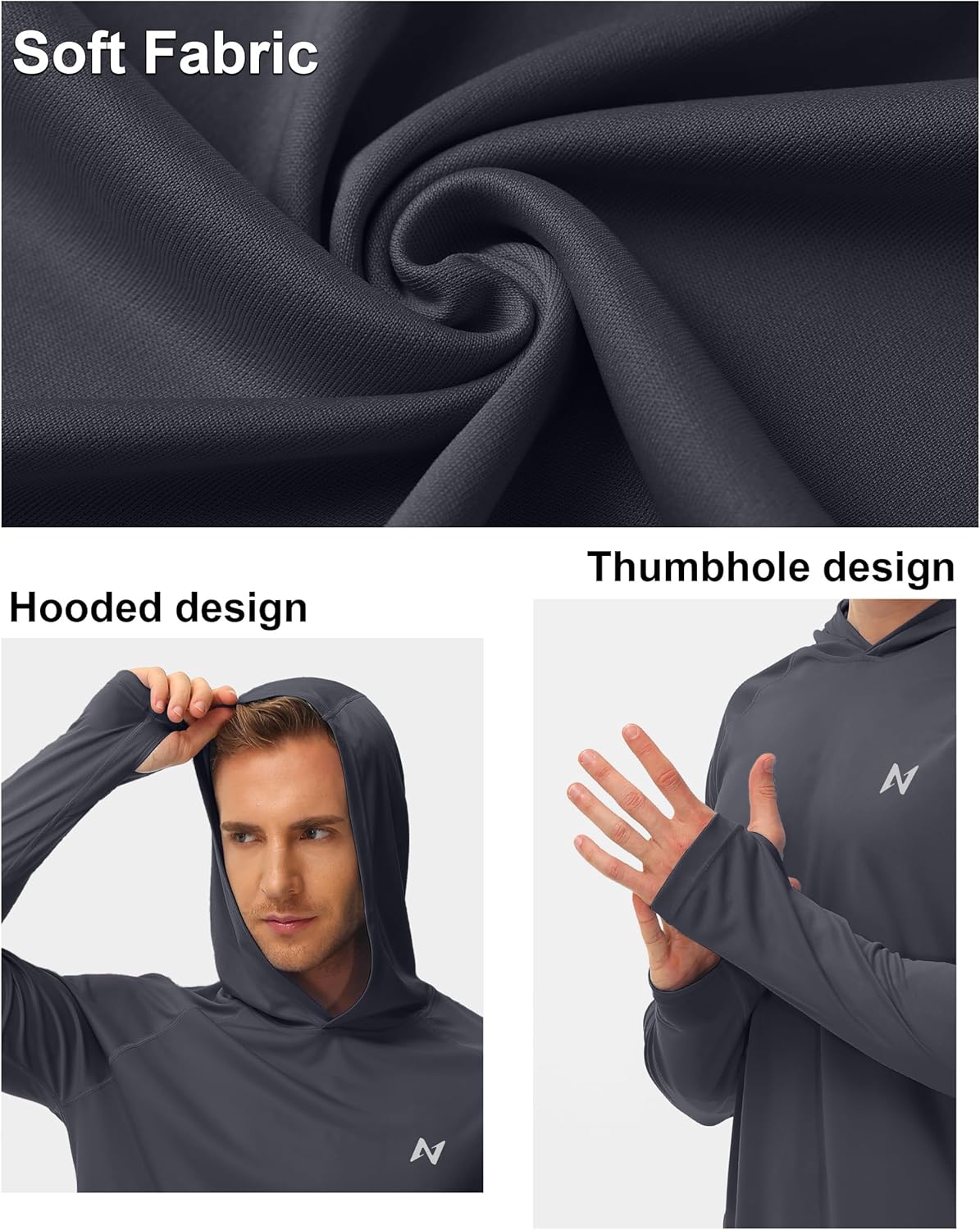 isnowood Sun Shirt UPF 50+ Men's Fishing Shirt Long Sleeve UV Protection Hoodie Rash Guard for Swimming Running Hiking Light - Image 5