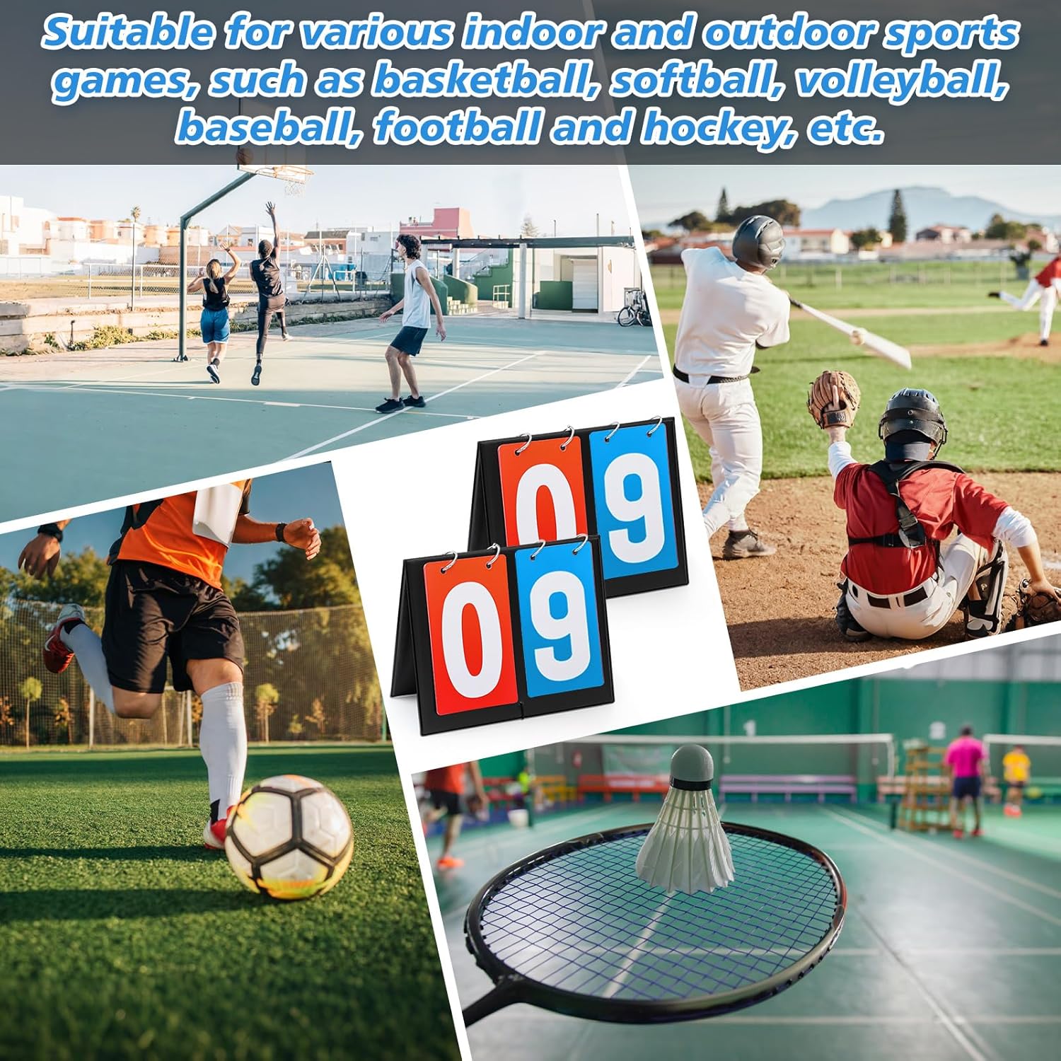 Hiboom Scoreboard Flipper 2 Digit Scoreboard Tennis Score Keeper Portable Tabletop Flip Football Score Board for Soccer Basketball Baseball Sports Games
