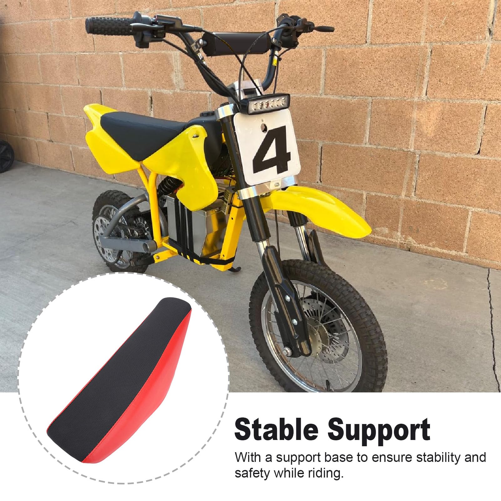Asixxsix Siège de Moto Plat en Mousse, Absorption des Chocs et Conception Respirante pour XR50 50 90 110 125 150 160 Dirt Pit Bike Off Road Motocross Moto Scooter (rouge)