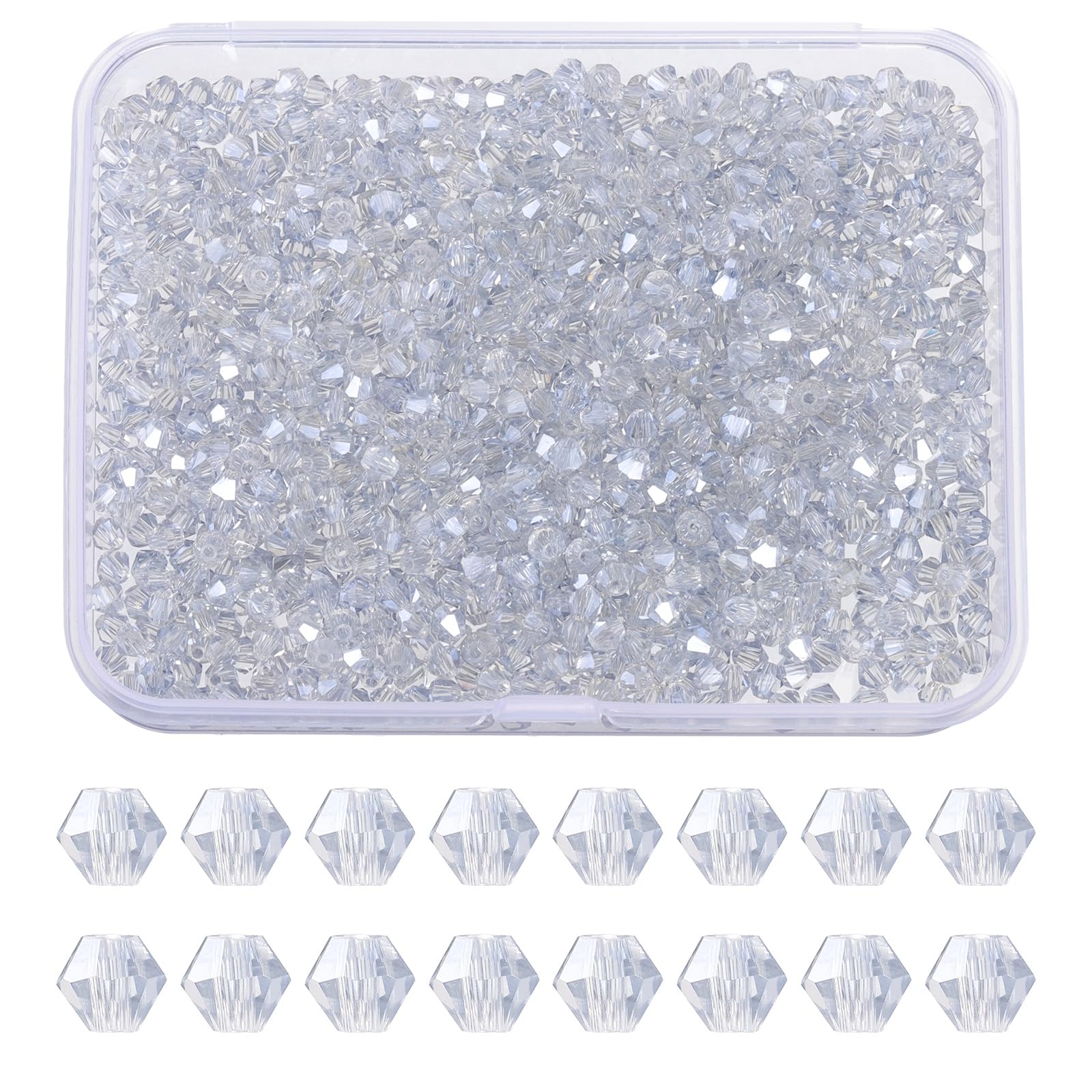 PATIKIL 1000pcs 3mm Bicone Glass Crystal Beads, Gray Blue
