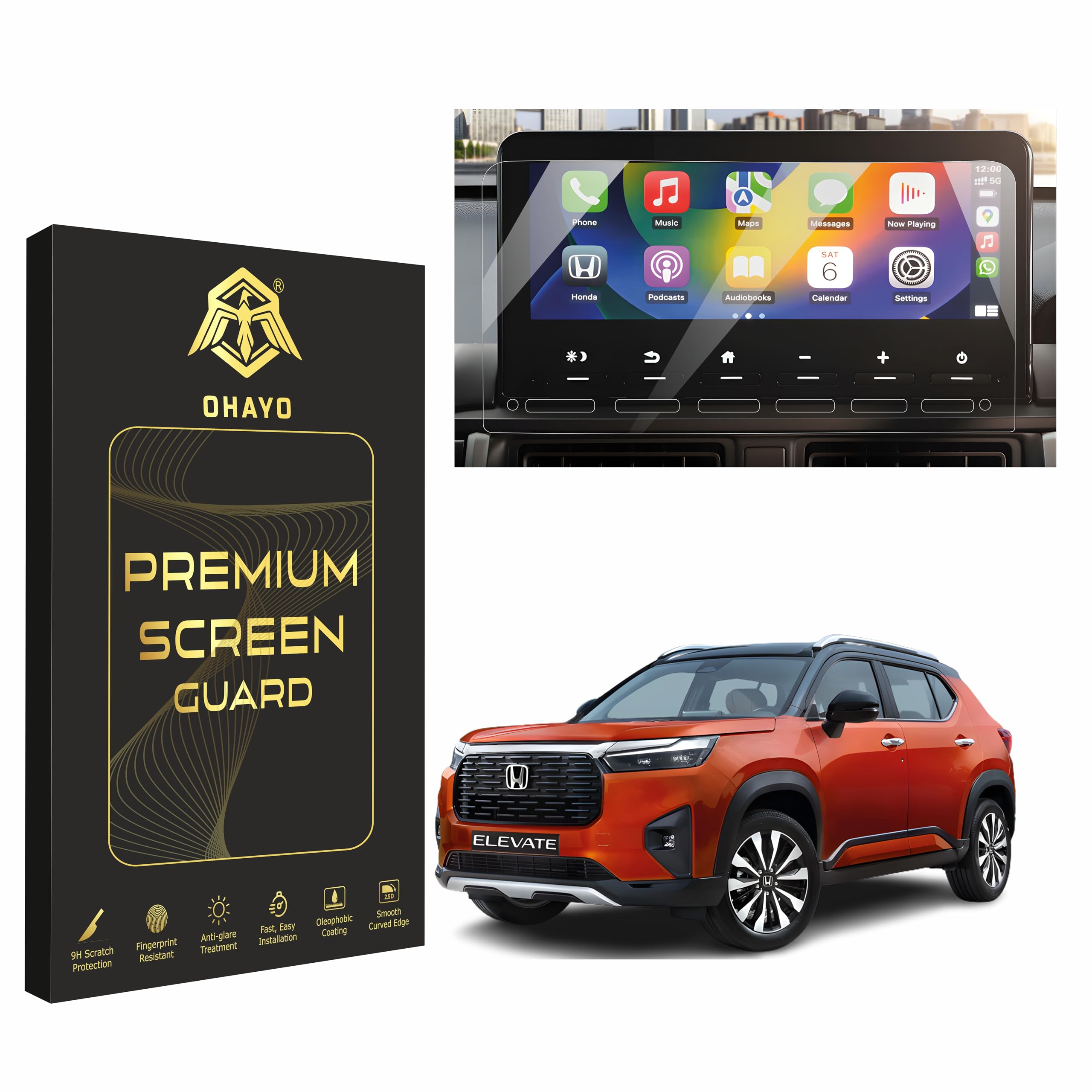 OHAYO Screen Protector for Honda Elevate 2023 ZX (Top Model) | 10.25 Inch Infotainment Touch Display Guard | Anti-Scratch 9H Protection | HD Clear | Car Accessories (Not Tempered Glass)-image-46