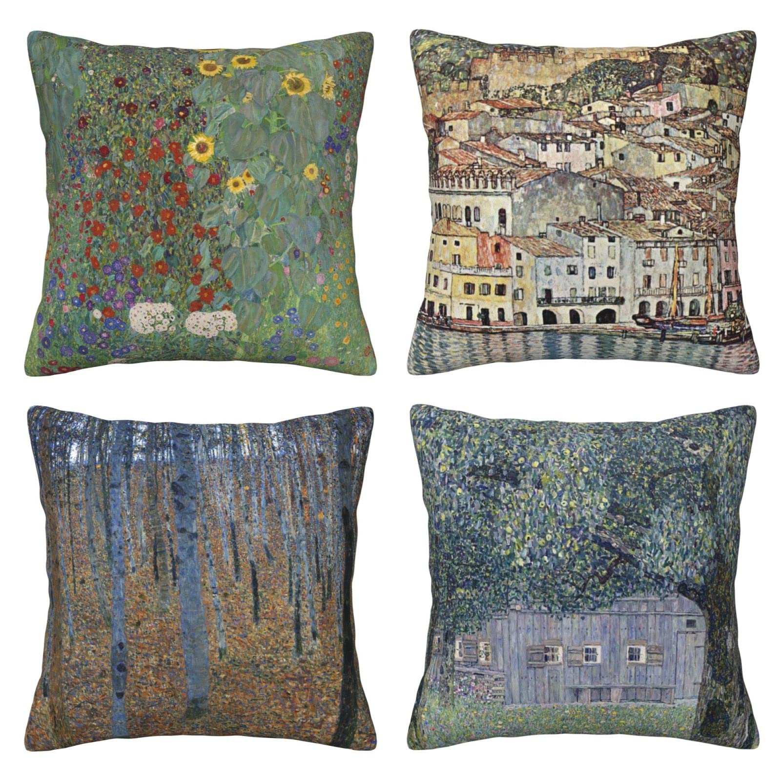 Klimt Federa Cuscino Moderna 45x45 – Ricamo A Mano In Lana, Verde E Astratto, Stile Art Nouveau - 6