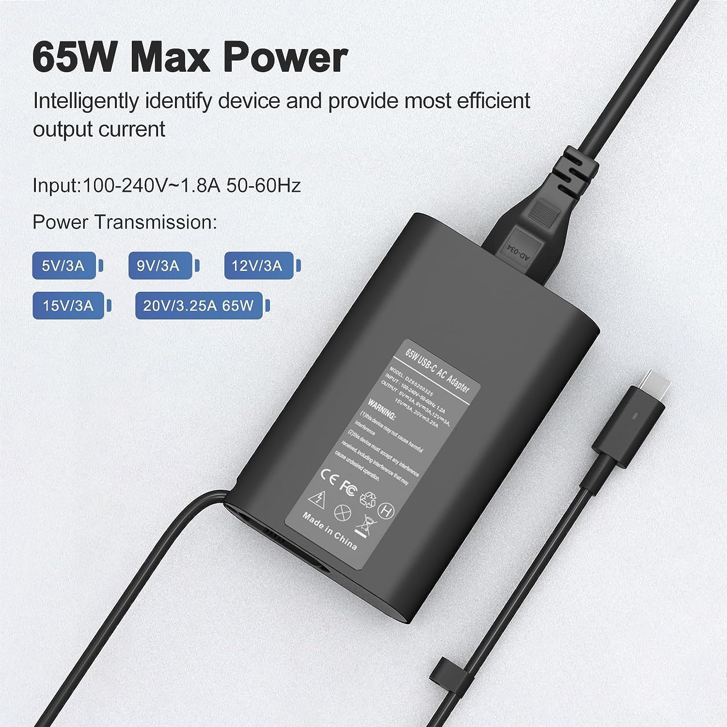 HBONY 65W 45W USB C Laptop Charger For Dell Computer Latitude 5450 5440 5540 7440 5420 7420 5520 5430 7430 5530 5550 7450,Dell 13 14 16 Pro Plus Power Cord,XPS 13 Type C AC Adapter Chromebook 3100