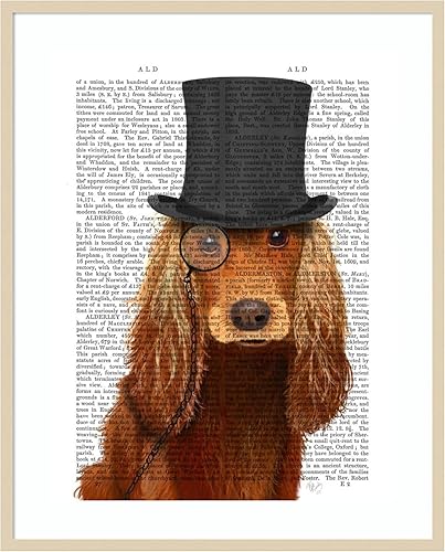 Miniatura 18 de Amanti Art Fab Funky - Impresión artística para pared con marco de madera, diseño de Cocker Spaniel formal Sabueso y sombrero (21.12 pulgadas de