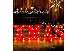 XIMISHOP Christmas Decor-Christmas Decorations Indoor-4 LED Marquee Light Up Letters Sign "XMAS"...