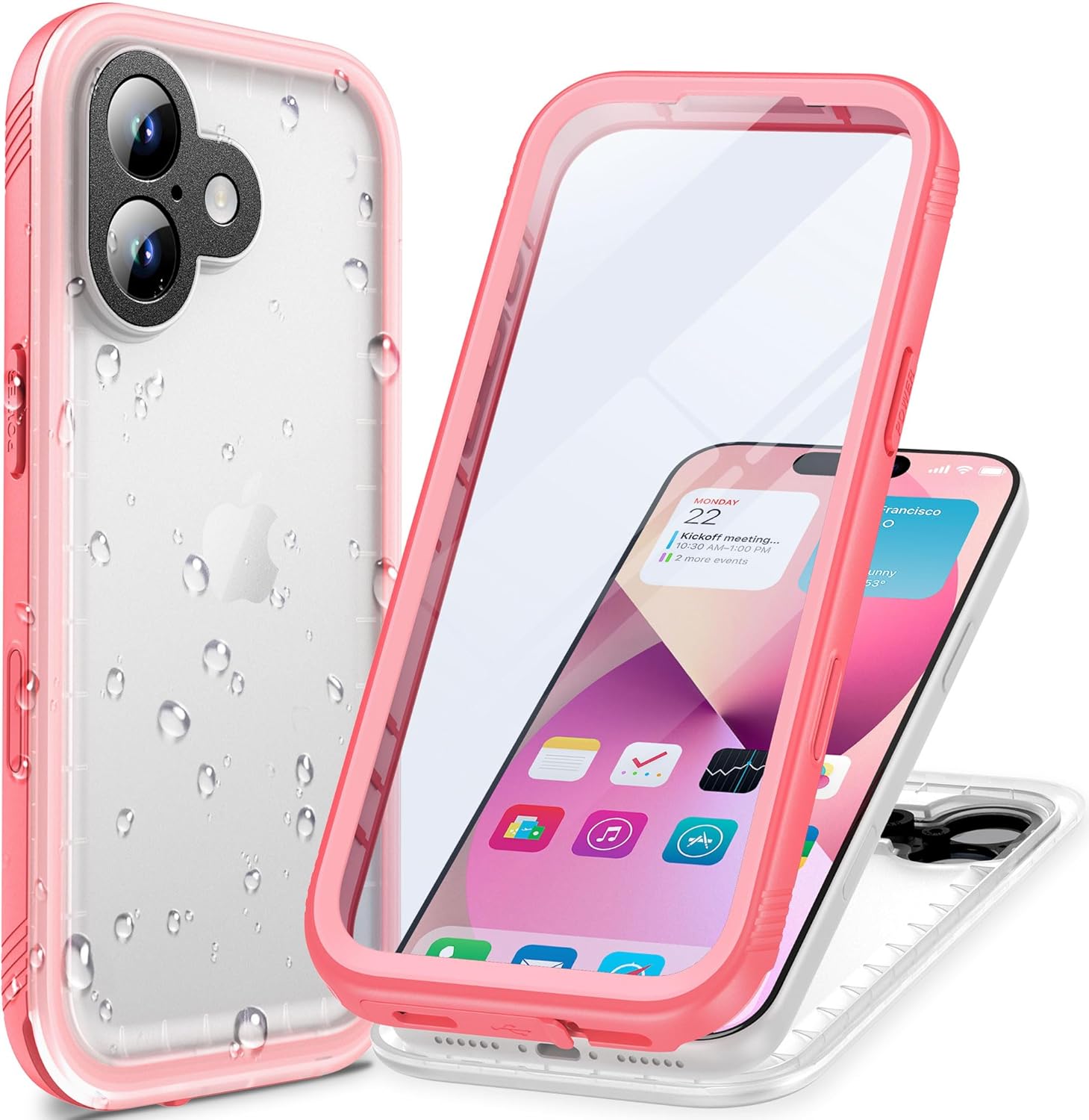 Cozycase TOP Waterproof Case for iPhone 17 - Military Heavy Duty 360 Shockproof Full Body with Screen Camera Protector Double IP68 Water Dust Drop Proof Hard Rugged Tough Bumper Front Back Slim Cover Frosted Pink for iPhone 17 ?6.3"?