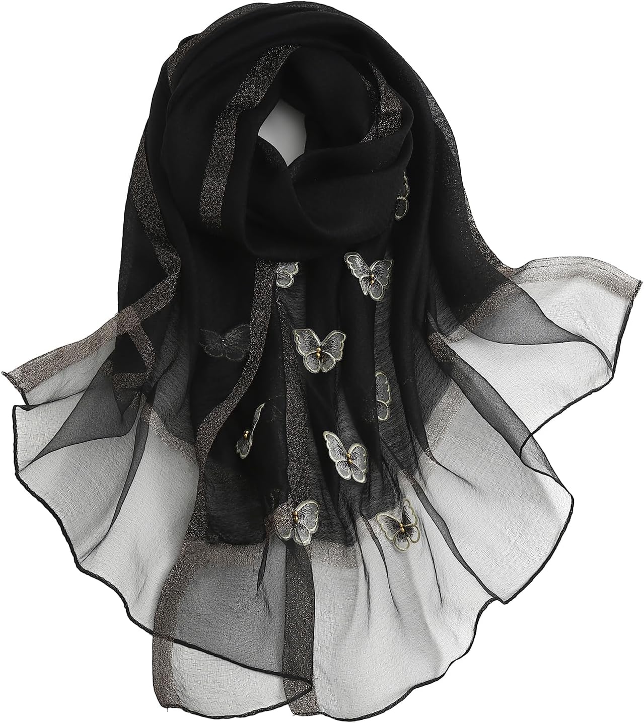 Isurrender Silk Embroidered Long Scarf Lightweight Wrap for Evening Party Fashion Pashmina Shawl Wraps for Women Formal - Image 2