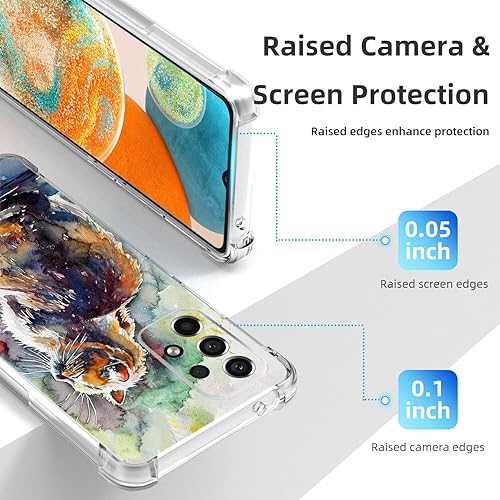 Miniatura 4 de Funda para Galaxy A23 5G, bonita pintura de gato, a prueba de golpes, TPU de cuerpo completo, resistente a los arañazos para Samsung Galaxy A23 5G