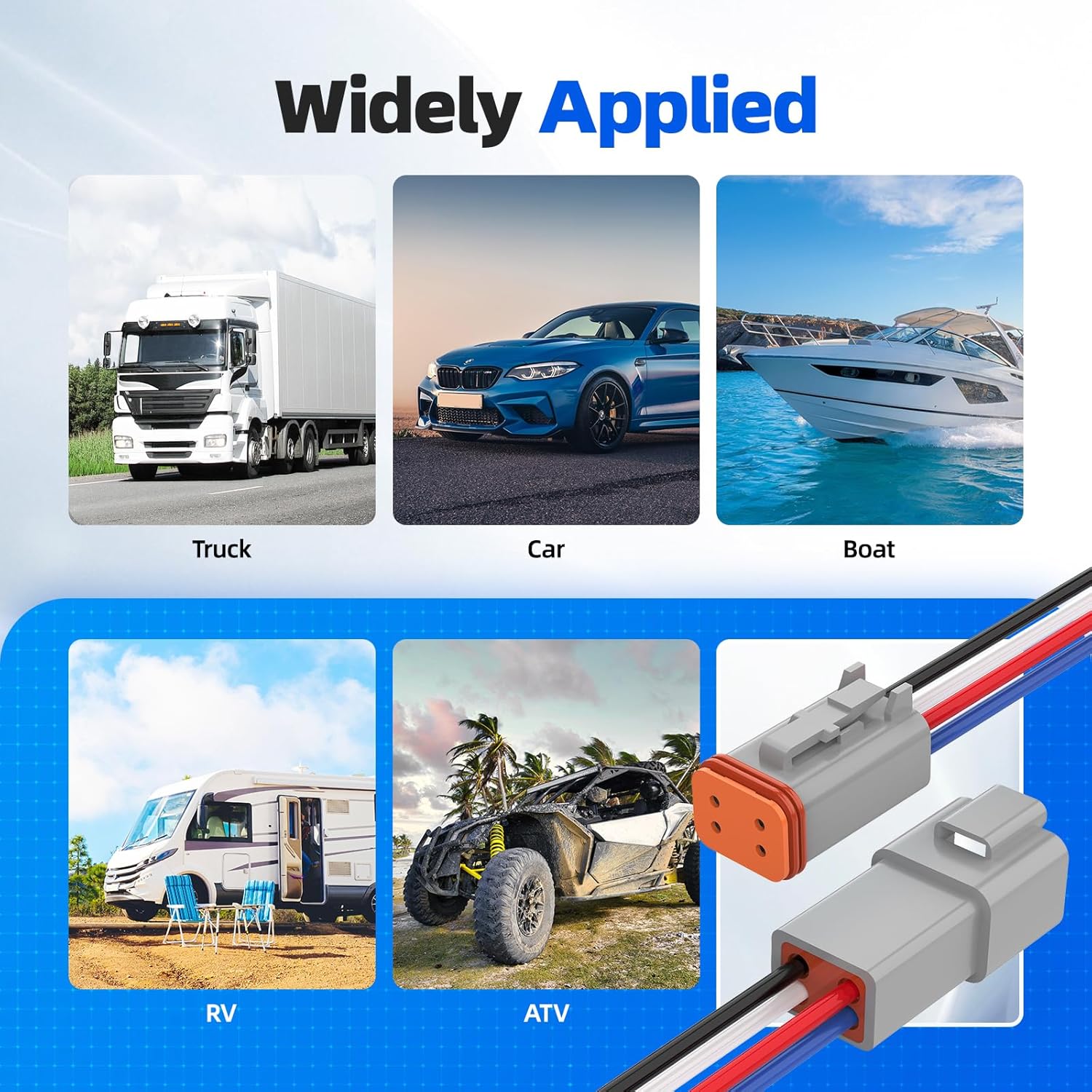 4 Pin Deutsch Connector, Hoodutric 16AWG Gray Male Female Wiring Harness DT Pigtail 4 Wire Waterproof Connector with Heat Shrink Tubing Electrical Tape for Car Truck Motorcycle Boat- 6 Kit