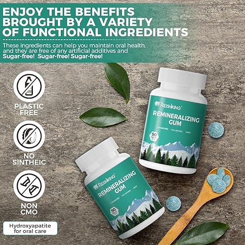 Miniatura 3 de Goma remineralizante (90 piezas)  Remineralización de dientes, goma de mascar sin azúcar con xilitol  Sabor menta  1 unidad