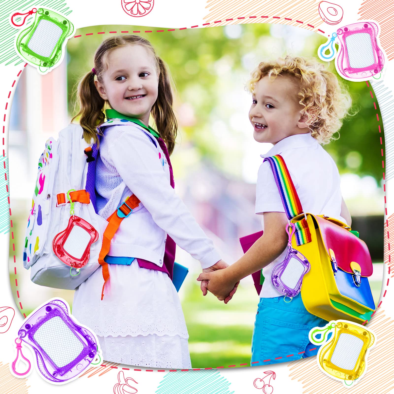 Paquete de 72 mini tableros magnéticos de dibujo para niños, mochila con clip, para llavero, tablones de dibujo borrables, bloc de escritura para bocetos para niños, recuerdos de fiesta de 3