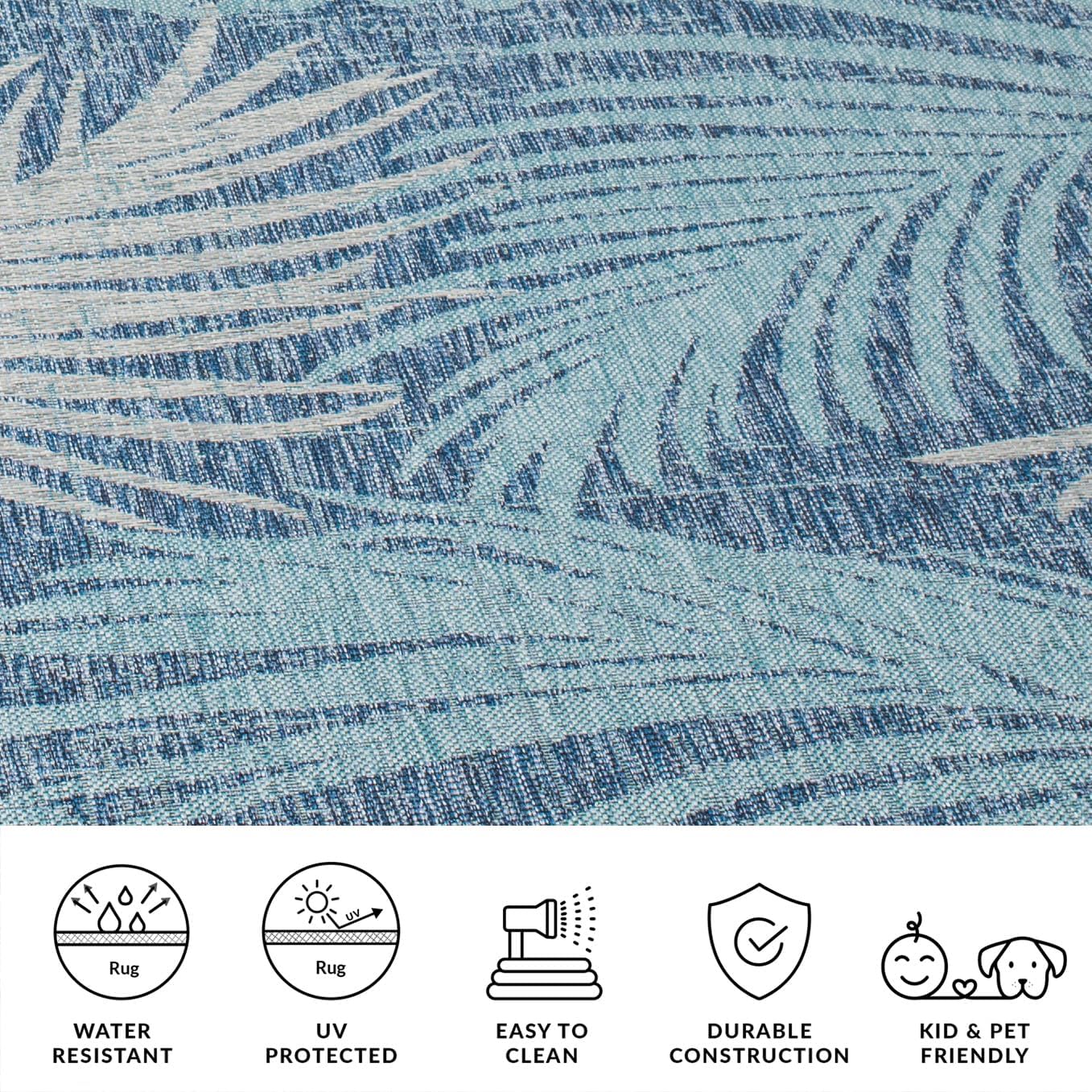 SAFAVIEH Courtyard Collection 8' x 10' Aqua / Navy CY8557 Indoor/ Outdoor Waterproof Easy Cleaning Patio Backyard Mudroom Area Rug