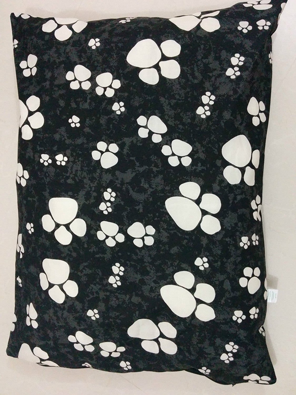 R&Z Large/Extra Large Polycotton Dog Bed Zip Cover With Inner Cushion Complete Bed (Extra Large, Black Paw) — image 1