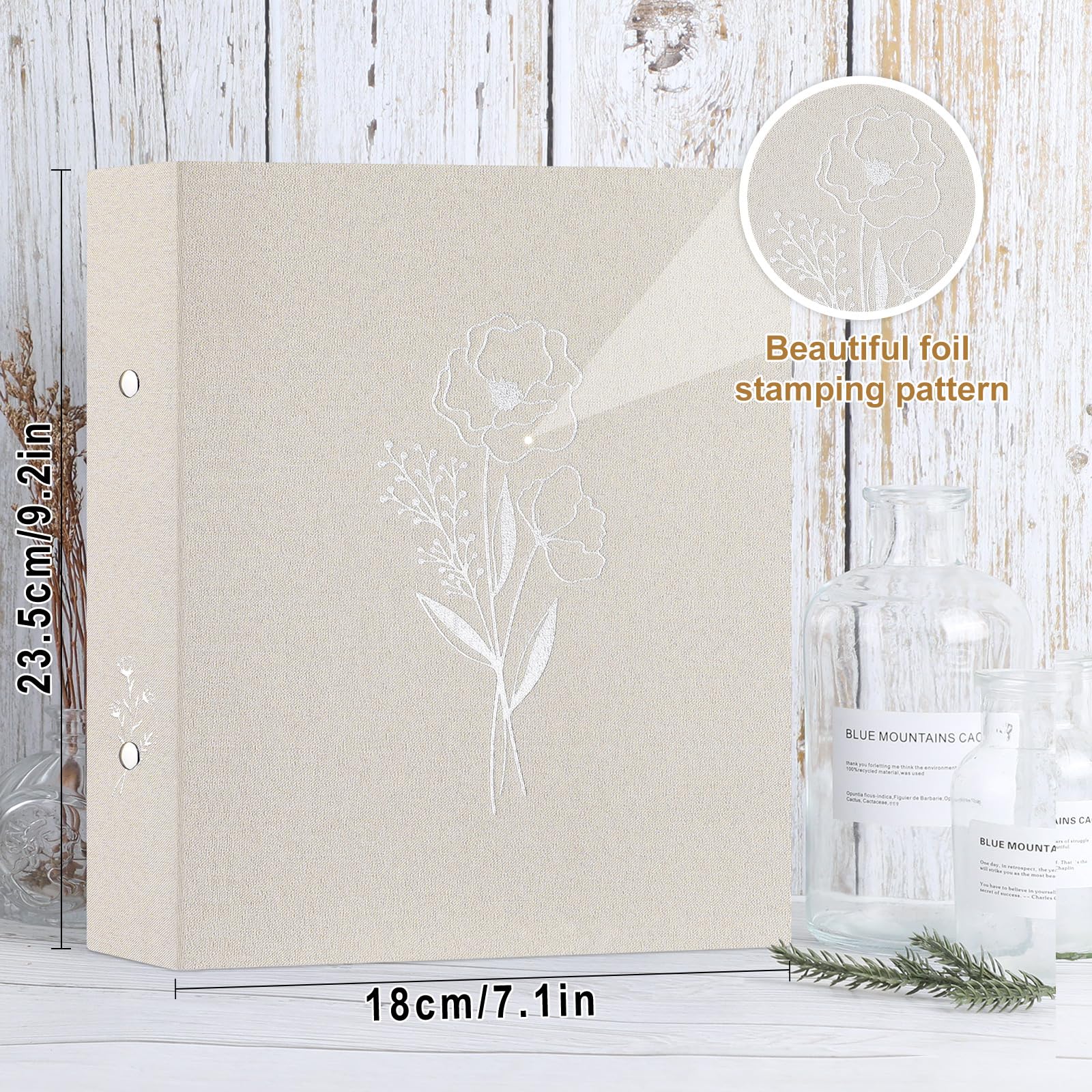 Lanpn Lot De 2 Classeurs Esthétiques A6 à 6 Anneaux, Couverture Rigide En Lin, Petits Anneaux Ronds, Porte-cartes, Planificateur, Pour Papier A6 Pour Bureau, école, Journal, Collection (beige