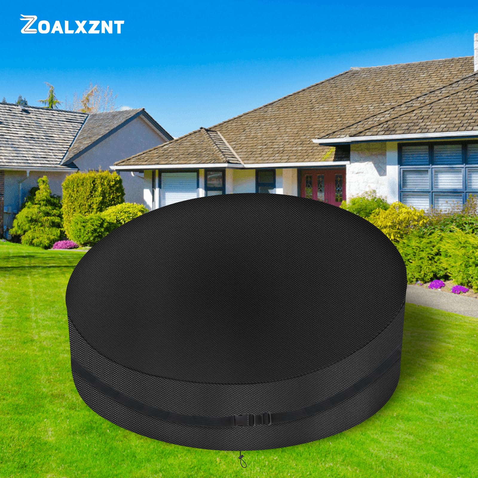 Coperture Isola Prendisole da Giardino Impermeabile，Copertura Letto da Giardino Rotonda con Corda Regolabile, Fibbie Regolabili， Copri Isola Prendisole da Giardino 420D Oxford (50*90*165cm,Nera)