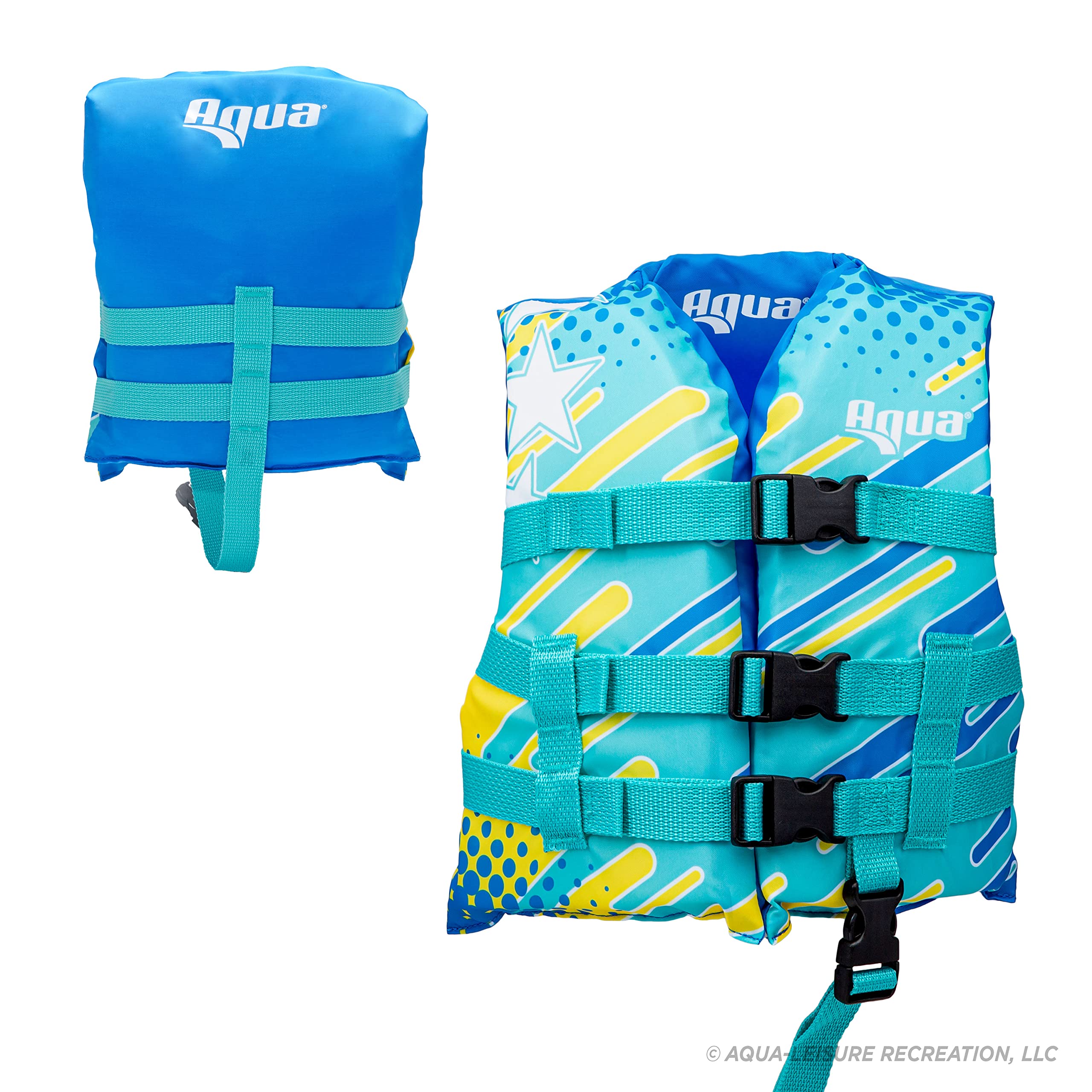 Oceans7 US Coast Guard-Approved, Type III Kids?áLife Jacket?á?Çô Personal Flotation Device with Comfortable Flex-Form-Fit Open-Sided Design ?Çô Seafoam Blue Lemon