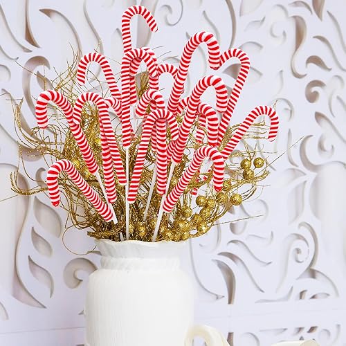 Miniatura 4 de 12 adornos de bastón de caramelo de peluche de Navidad de 16 pulgadas, púas de árbol de Navidad, decoración a rayas, decoración para el hogar,
