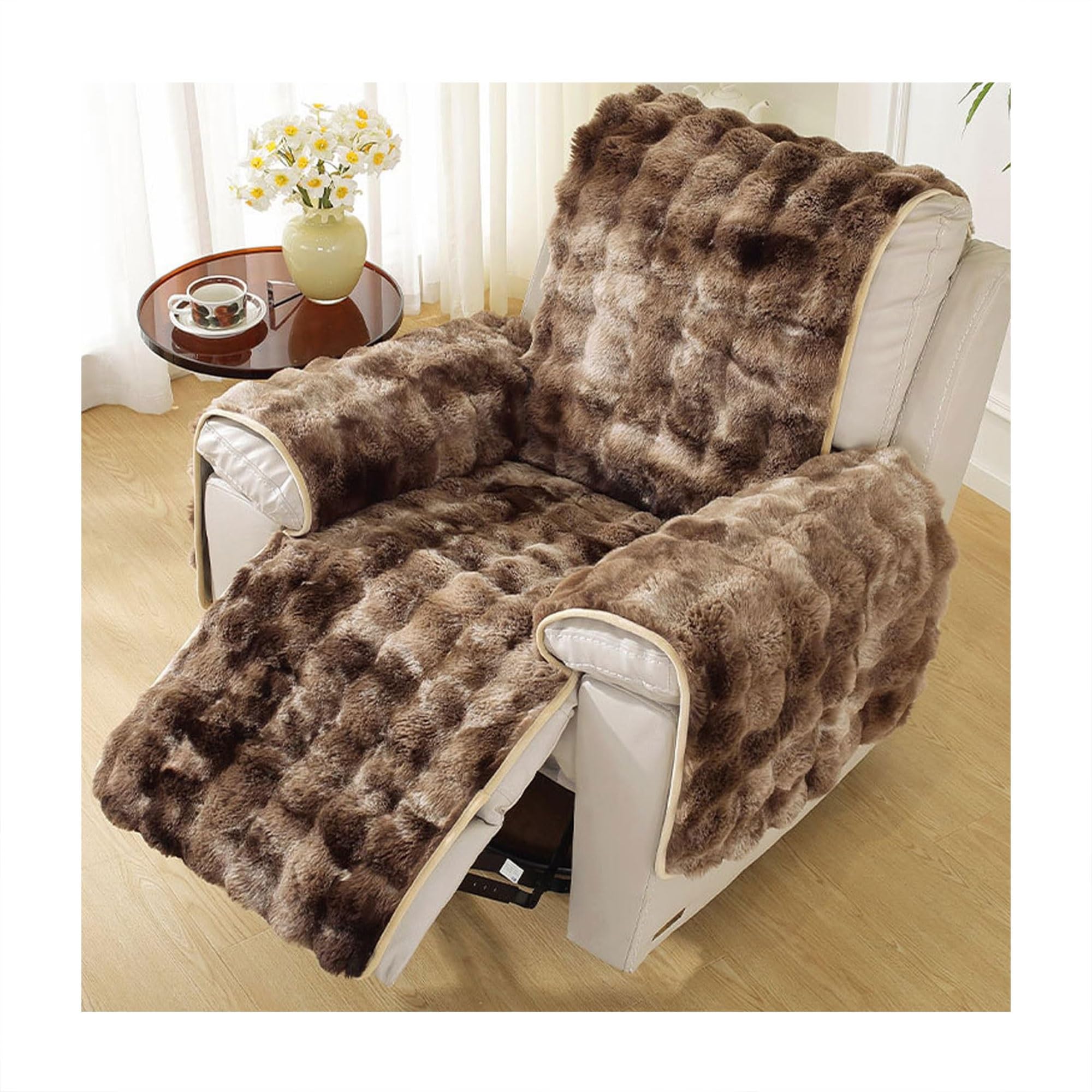 Sesselschoner Sesselauflage, Sesselschoner for Relaxsessel, Sesselschoner for Fernsehsessel, Relaxsessel Bezüg Sesselüberzug for Zuhause mit Kindern und Haustieren Hund(Dark Brown)