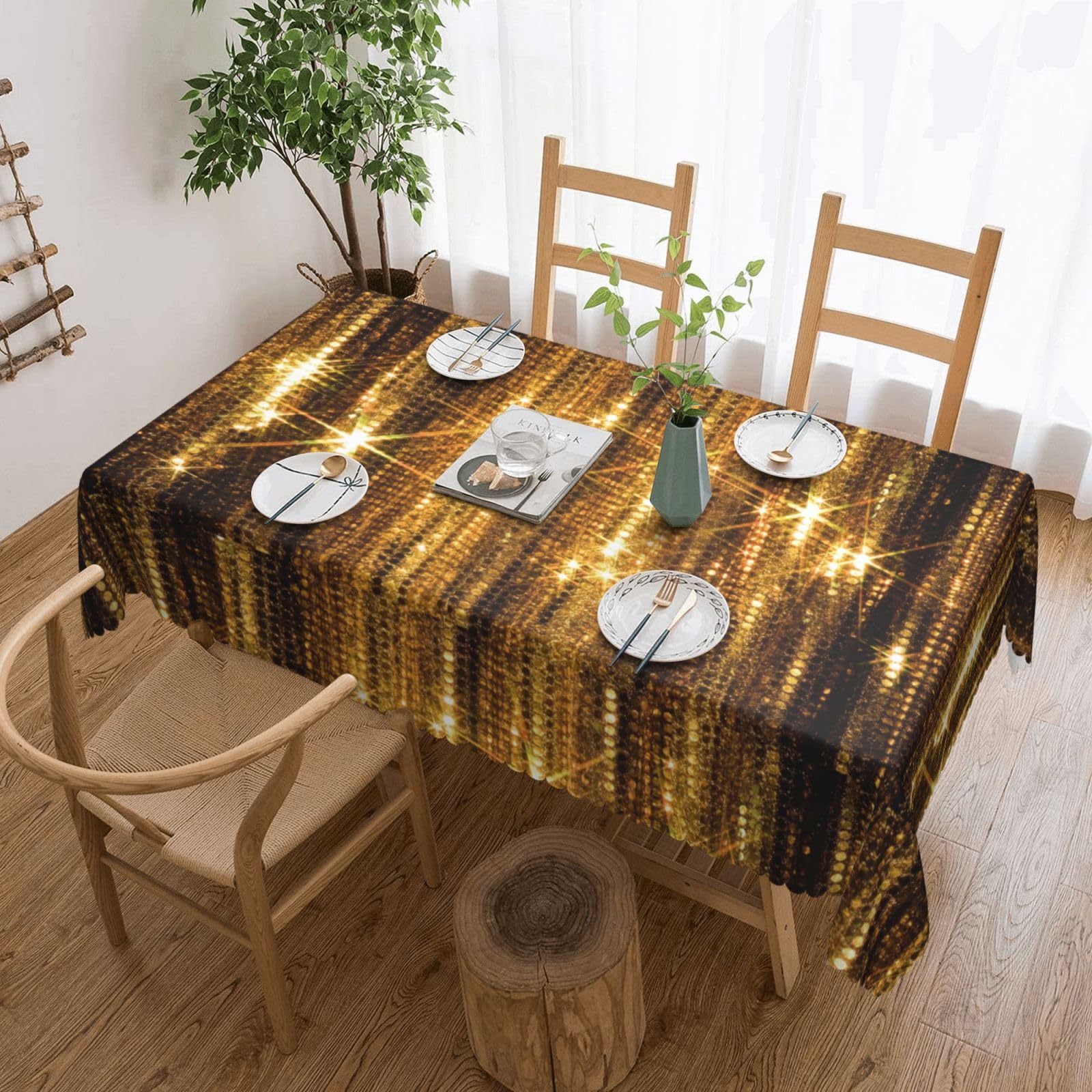 Nappe rectangulaire tissu dorée grand format pour réussir la décoration de votre buffet