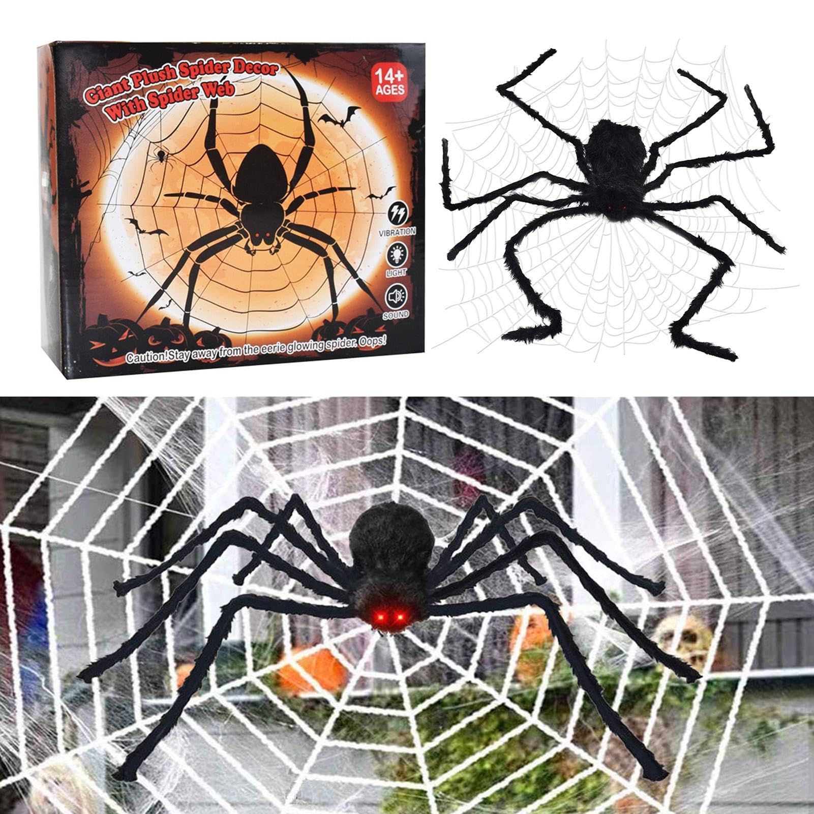 Grande ragnatela decorazioni di Halloween | Controllo vocale