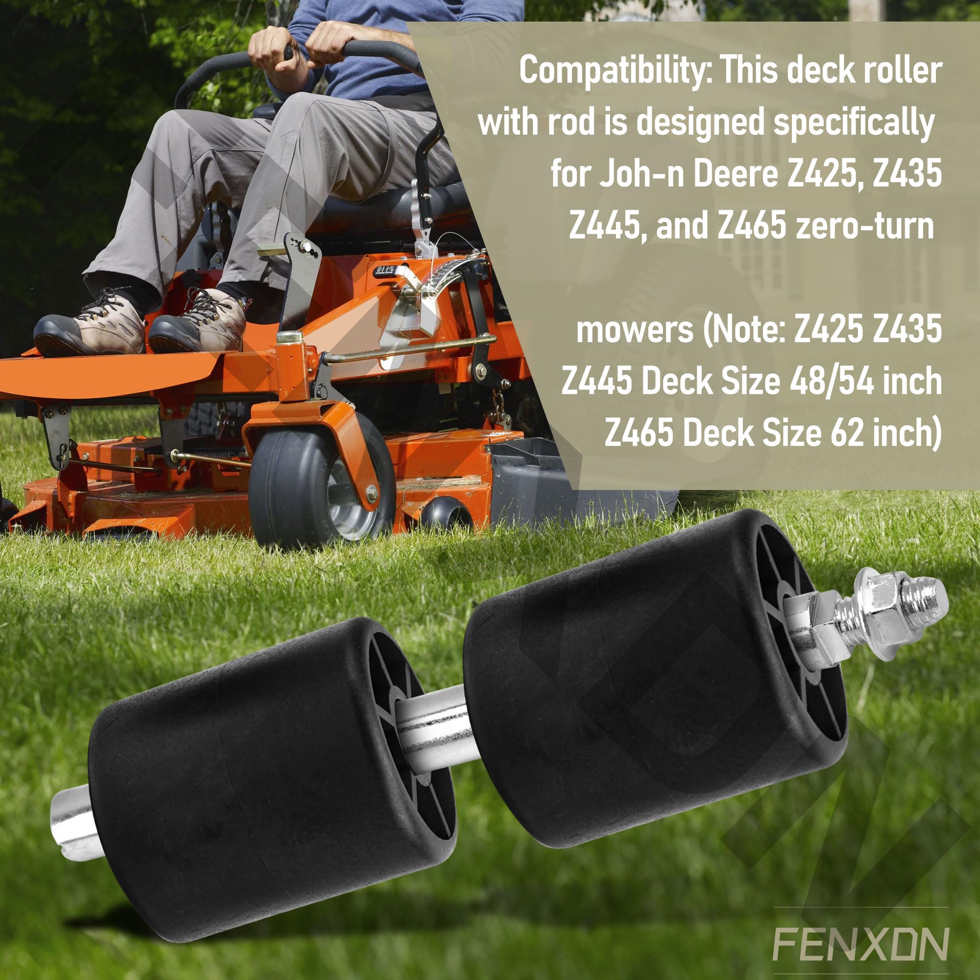 M158262 Deck Roller w/Rod for Joh-n Deere Z425 Z435 Z445 Z465 Zero