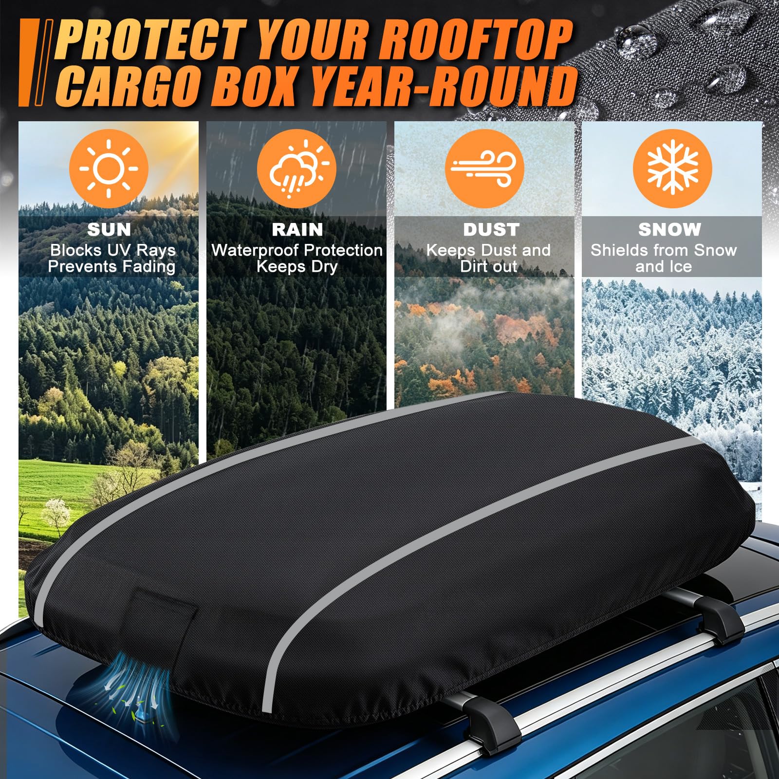 Housse de protection étanche pour coffre de toit - 235 x 95 x 50 cm