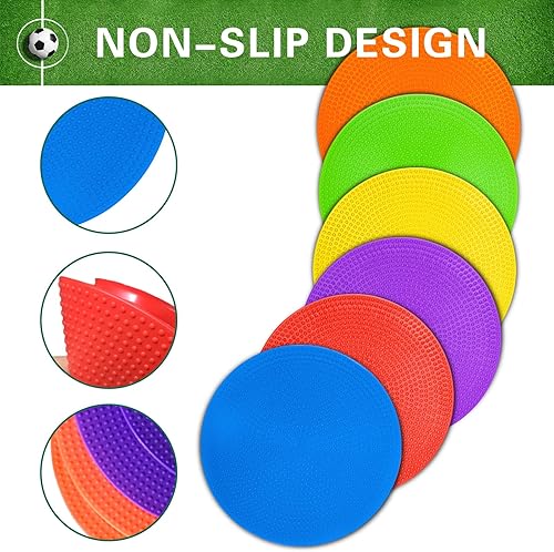 Miniatura 9 de PIKZH Poly Spot Markers 9 inch Non-Slip Rubber Agility Training Markers Floor Dots Flat Field Cones for Football, Soccer, Basketball, School