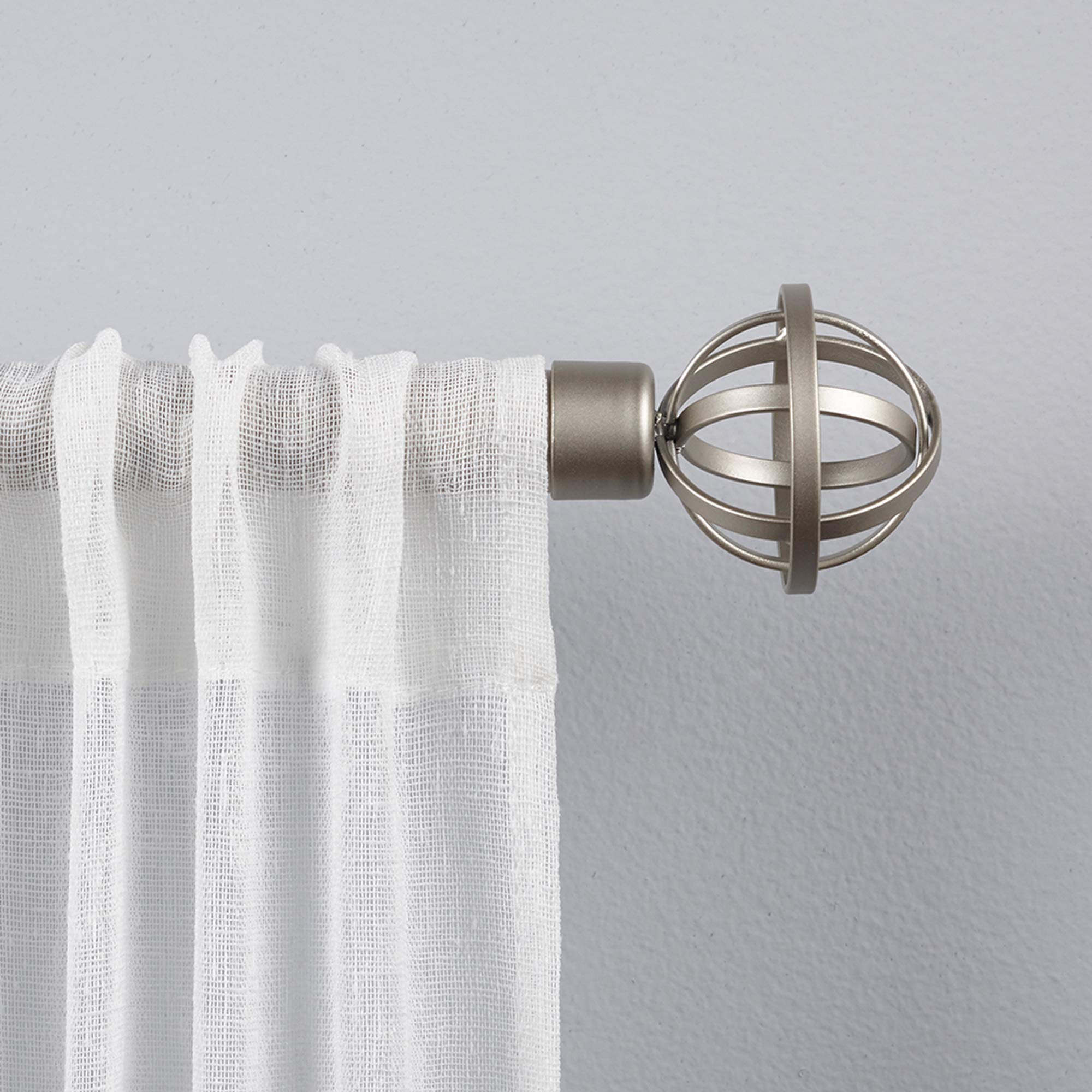Exclusive Home Jetson 1" Curtain Rod and Coordinating Finial Set, Matte Silver, Adjustable 36"-72"