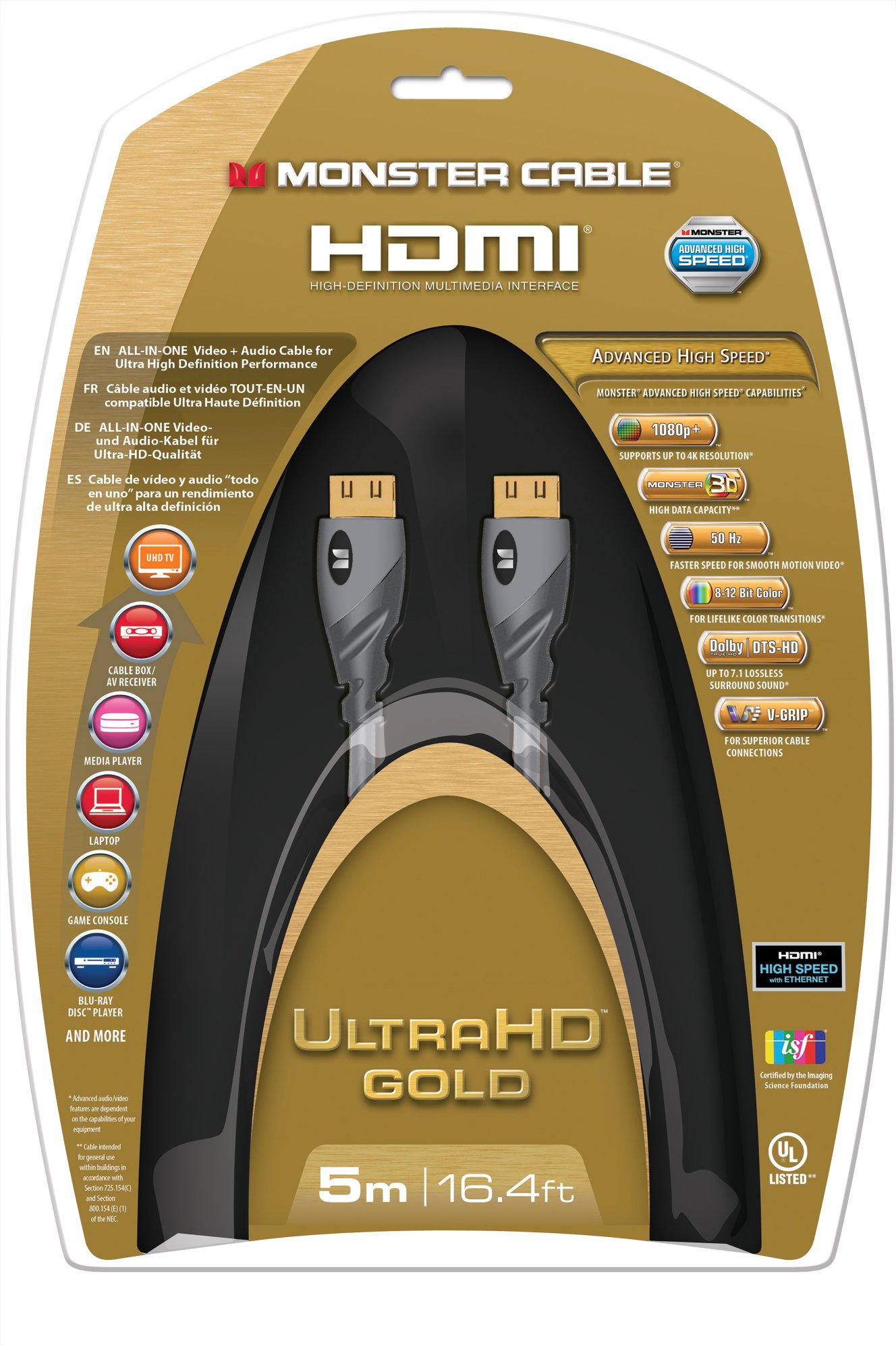Monster 140738-00 Cavo HDMI, Nero